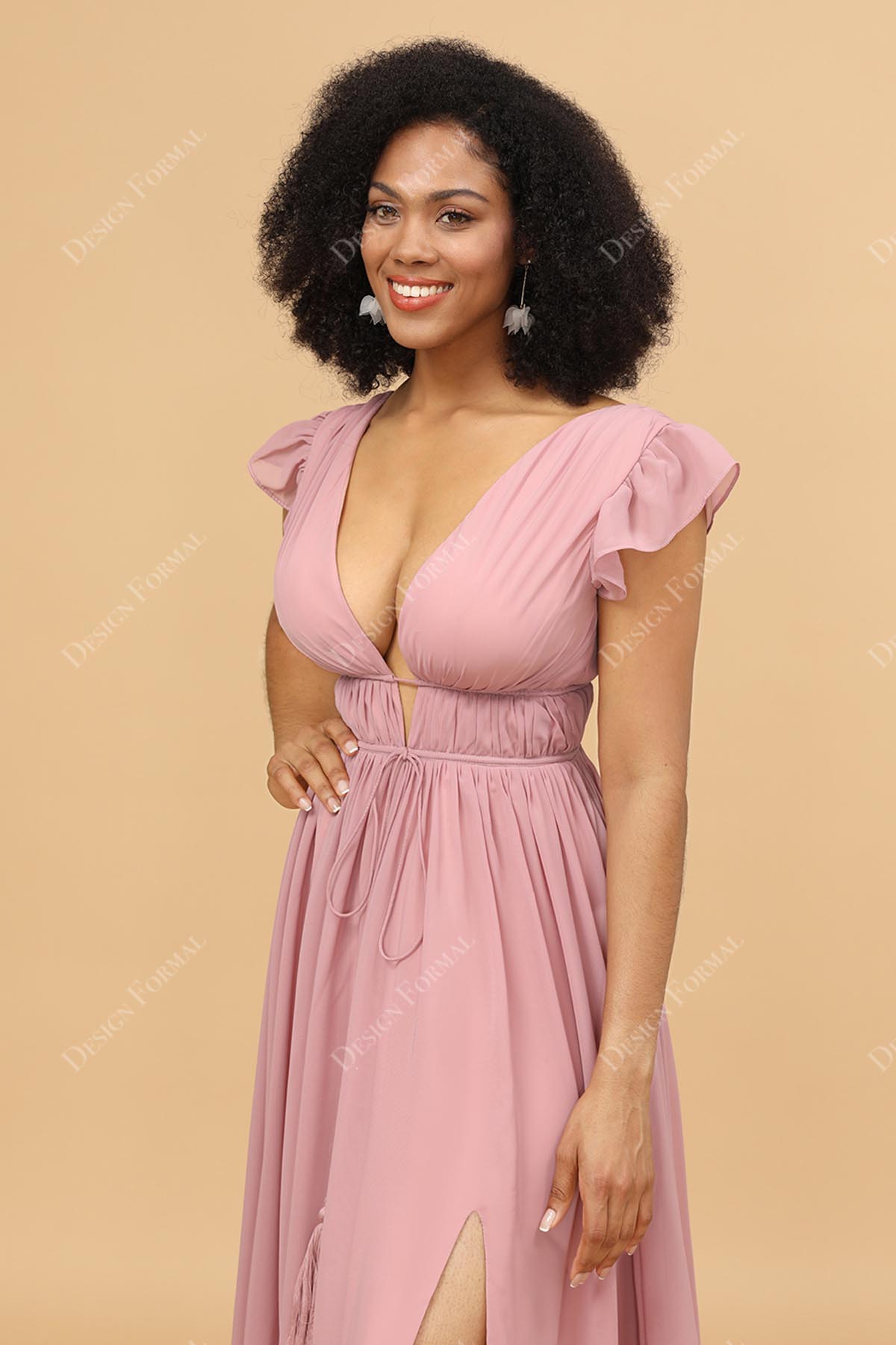sexy plunging neck bridesmaid dress
