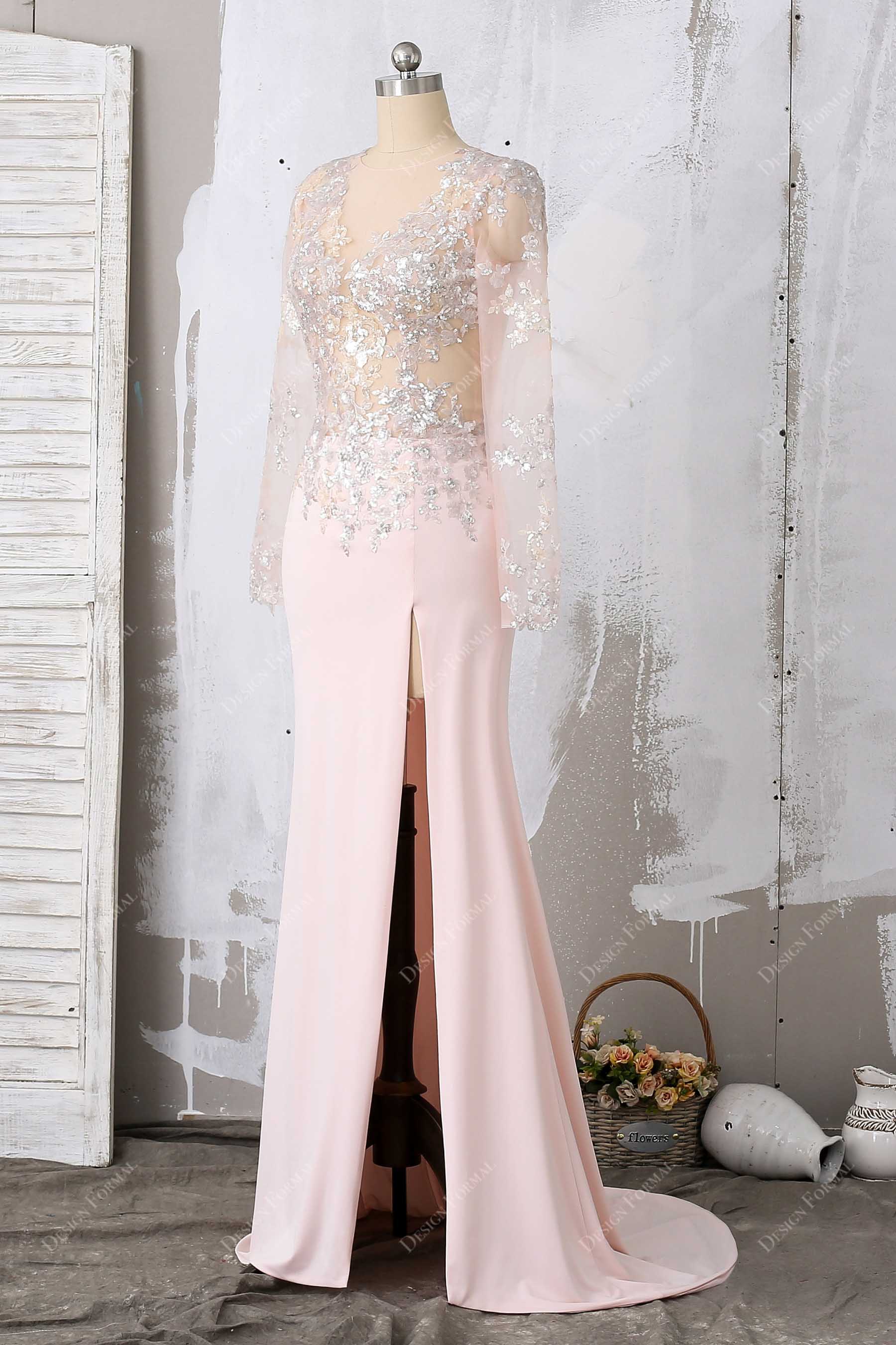 sexy thigh slit knit mermaid prom dress