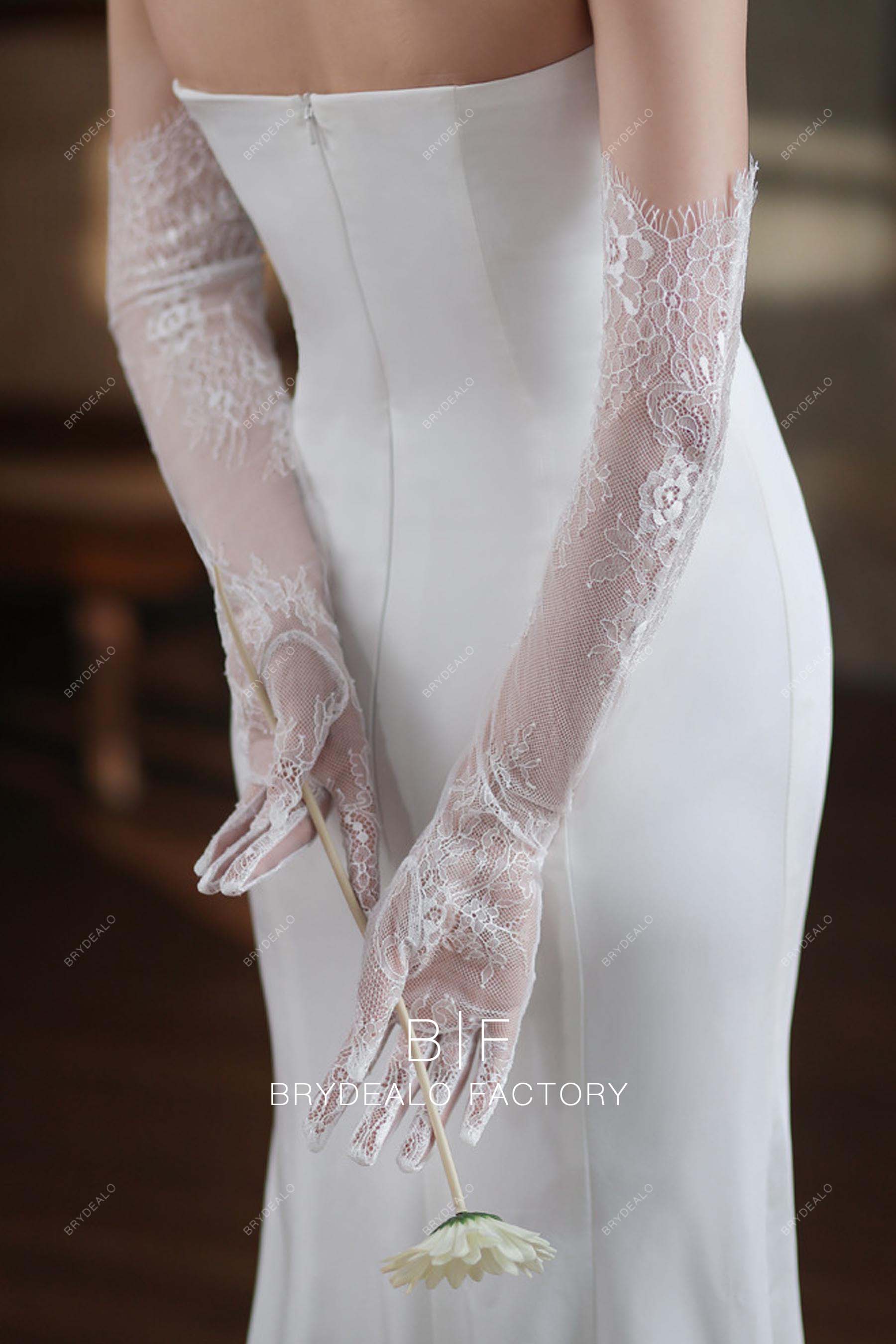 dress gloves for women Elegant Fairy Sheer Long Lace Bridal Formal Gloves