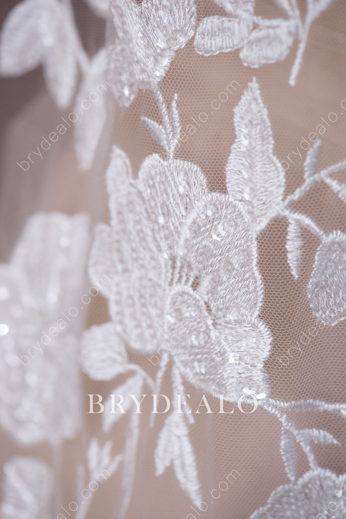 Trendy Shimmering Sequinned Flower Designer Lace