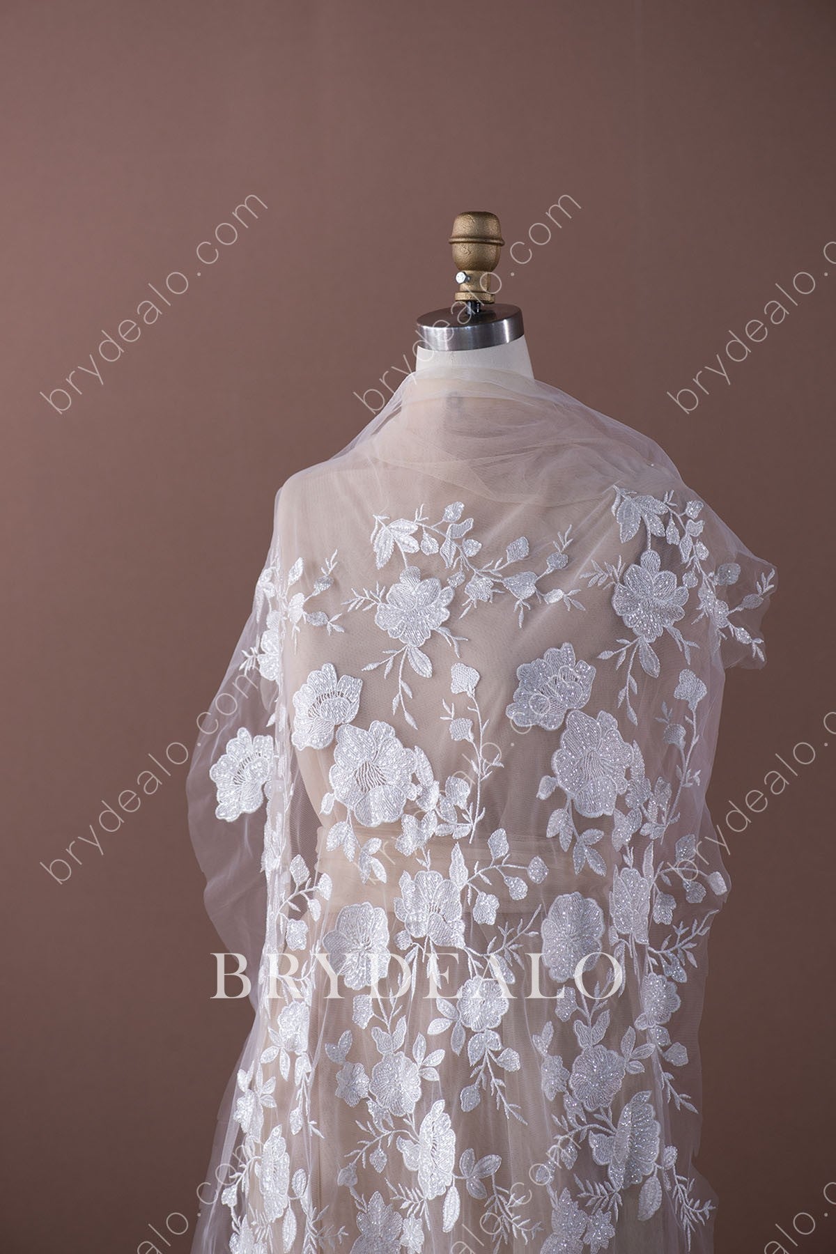 Sequinned Flower Designer Lace Fabric Online