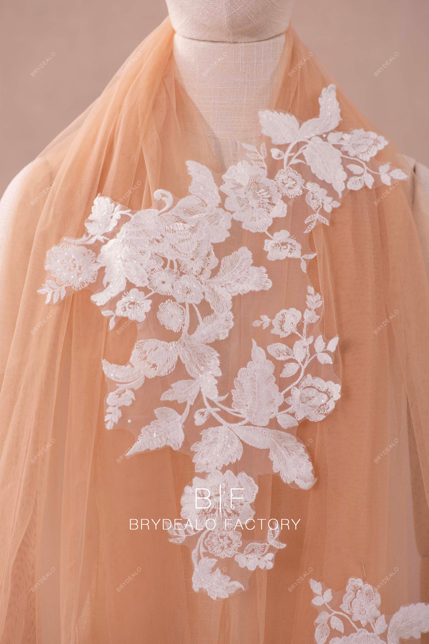 shimmery flower lace appliques for designer dresses