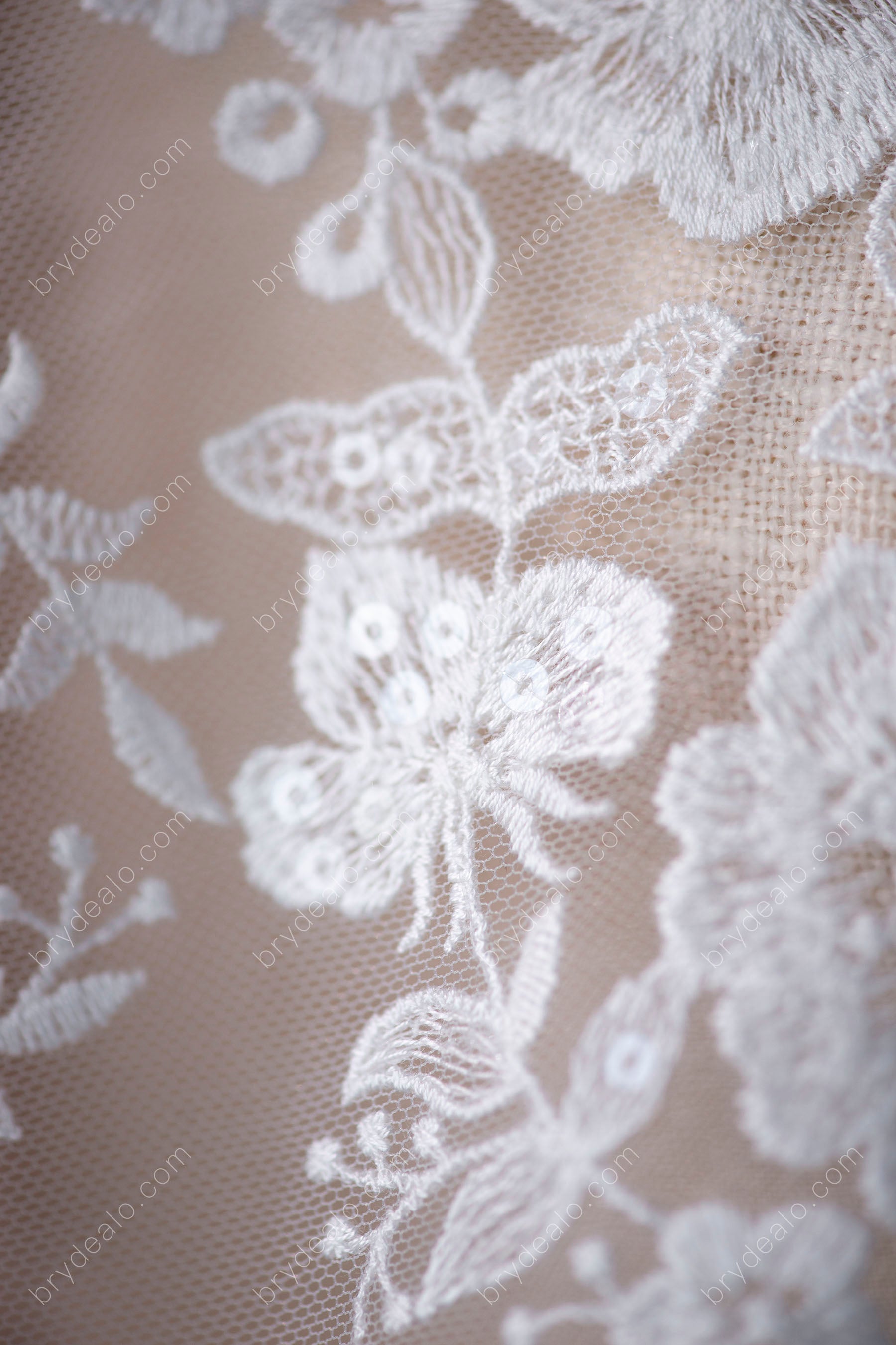 Beautiful Sequin Flower Bridal Lace Fabric_Brydealo Factory