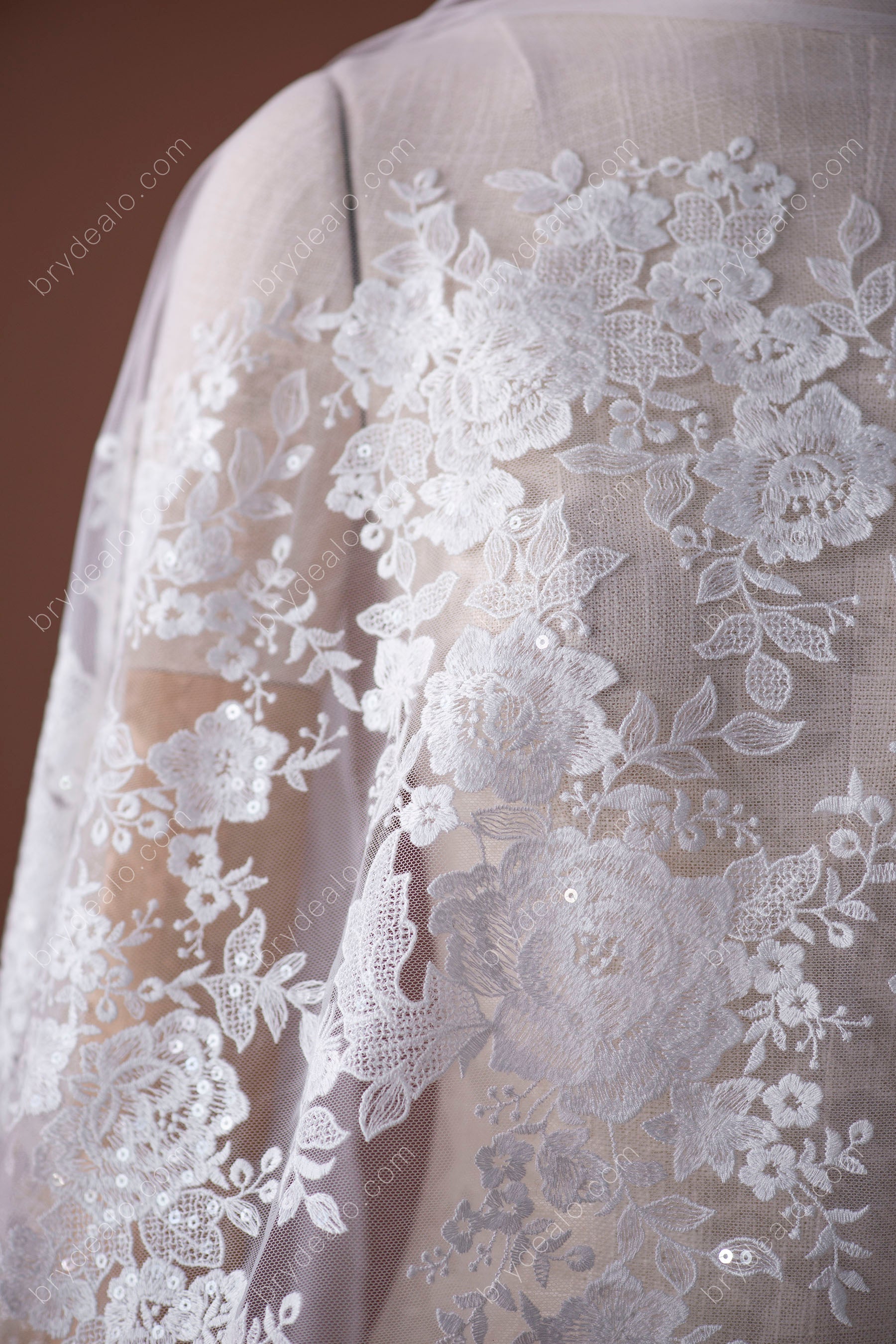 High End Sequin Flower Bridal Lace Fabric