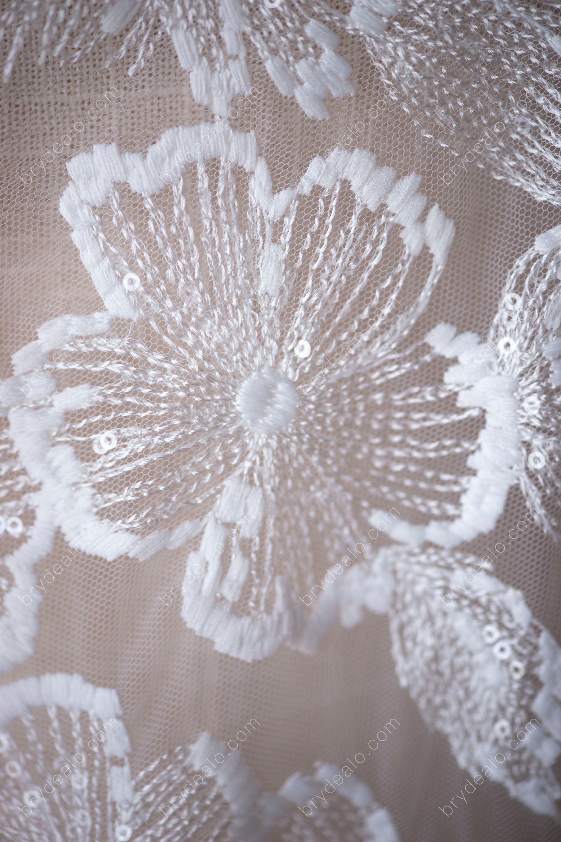 best Vintage Sequins Floral Bridal Lace Fabric Online
