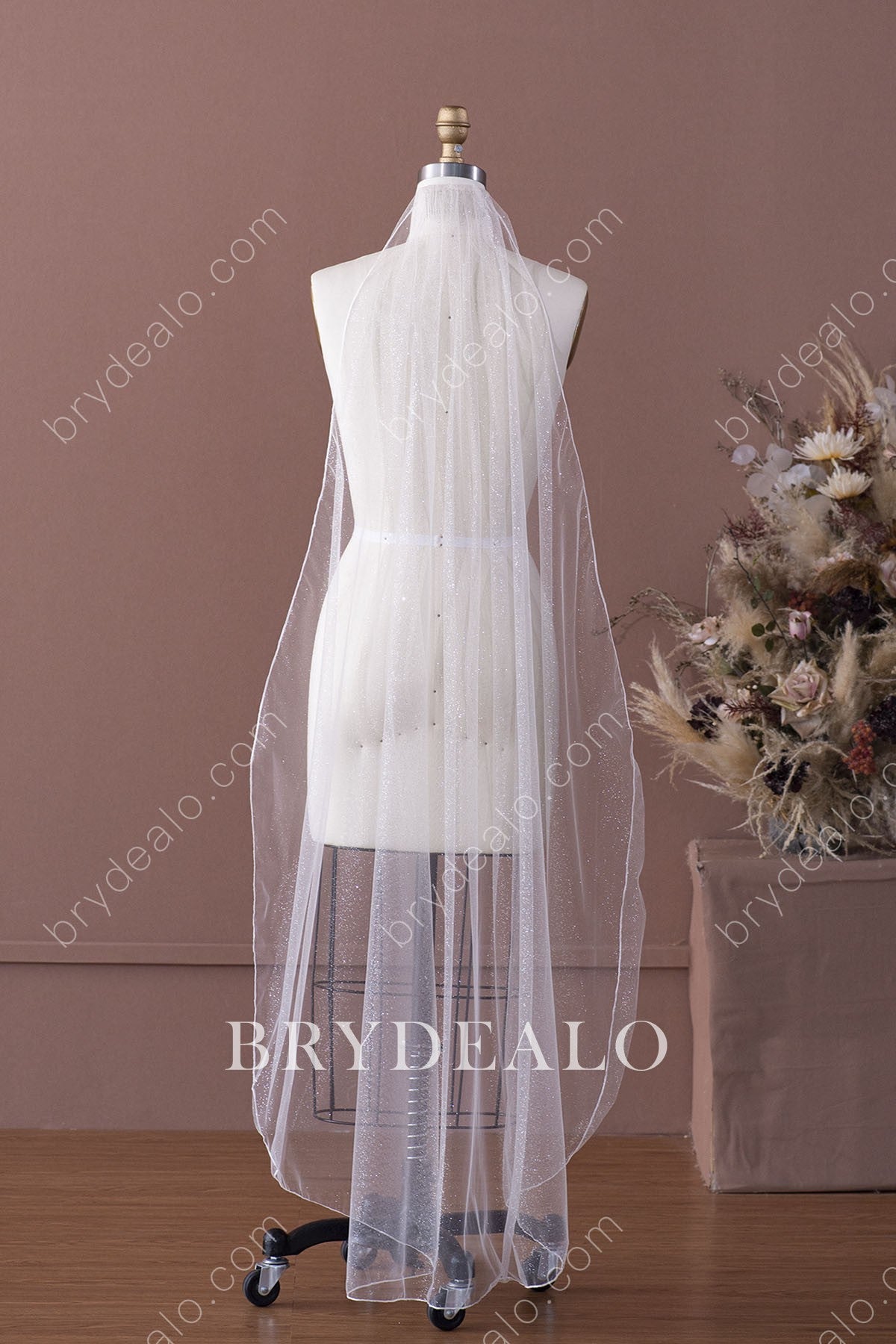 Best Shiny Glitter Waltz Length Comb Wedding Veil