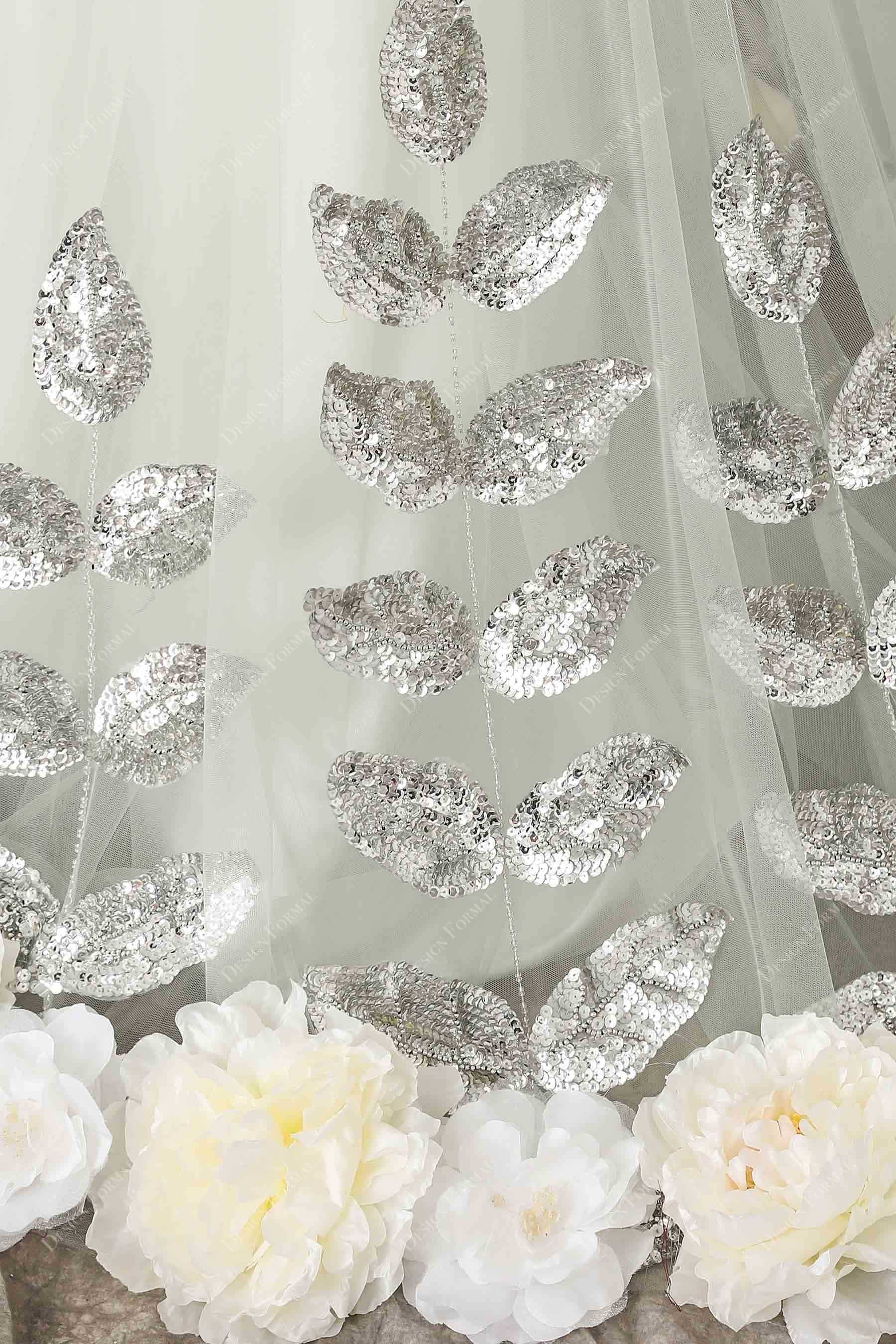 shiny sequin leaves and flowers