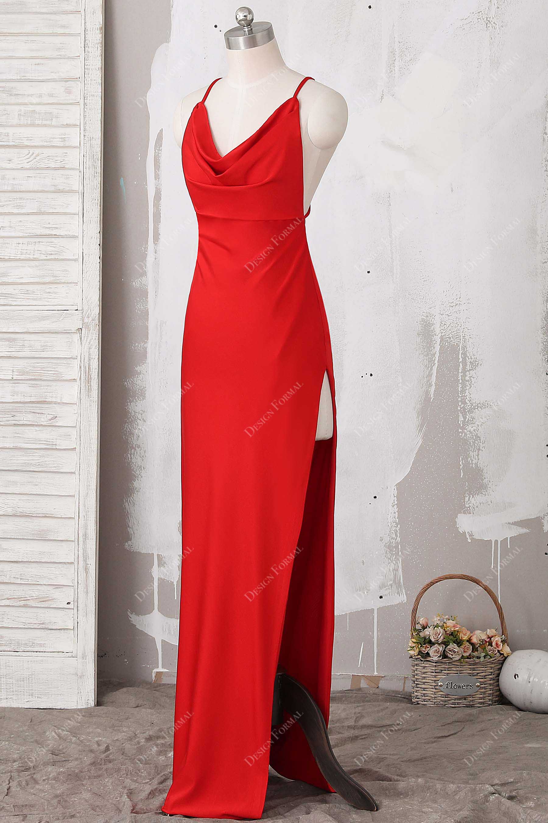 side slit floor length prom dress