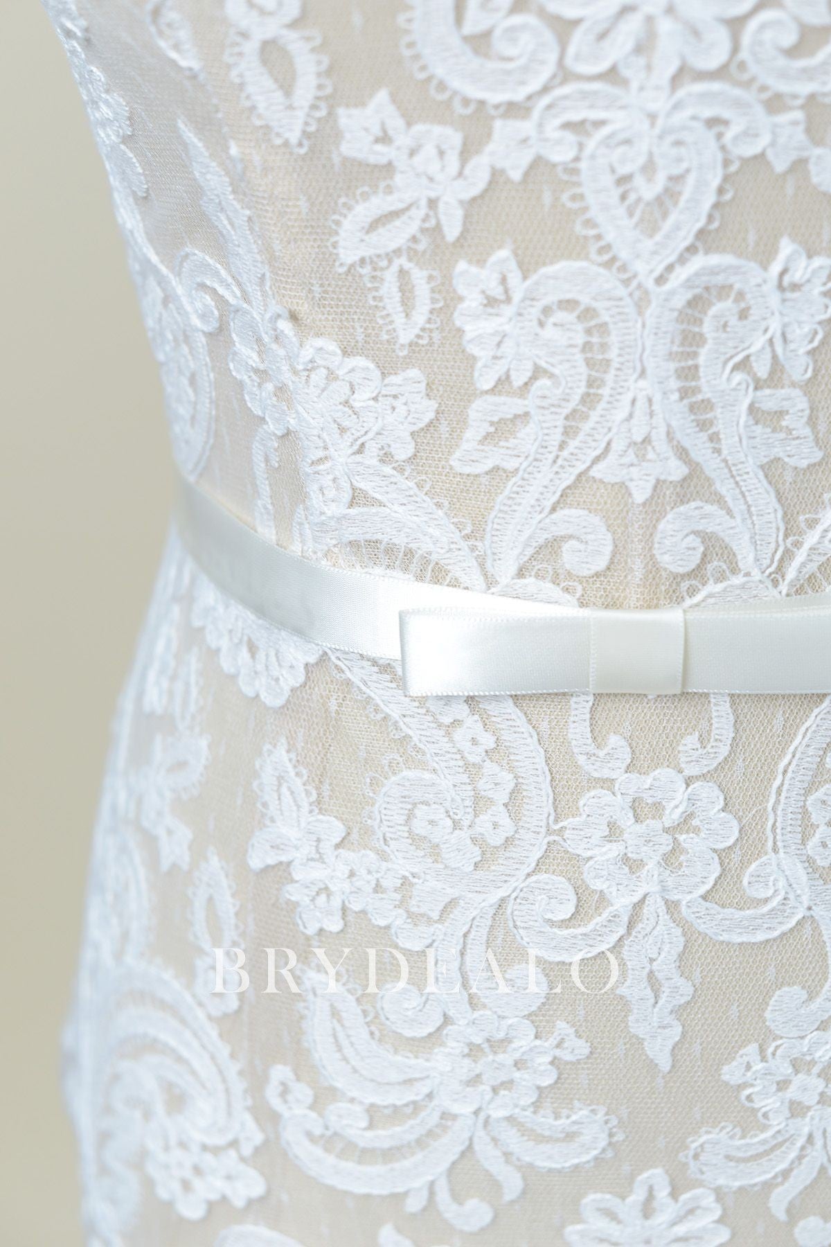 Simple Ivory Satin Bow Bridal Sash Online