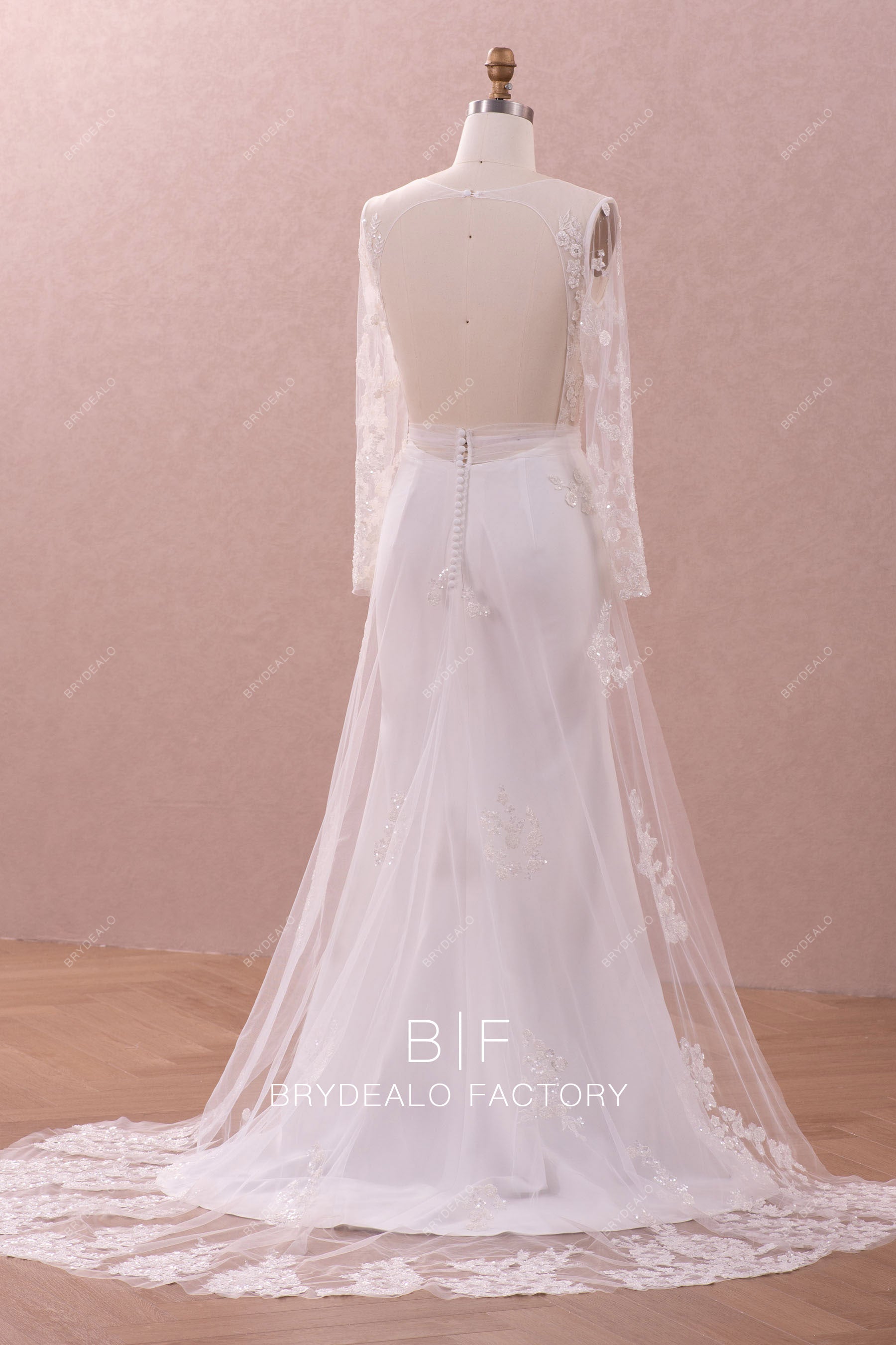 open back overskirt wedding dress