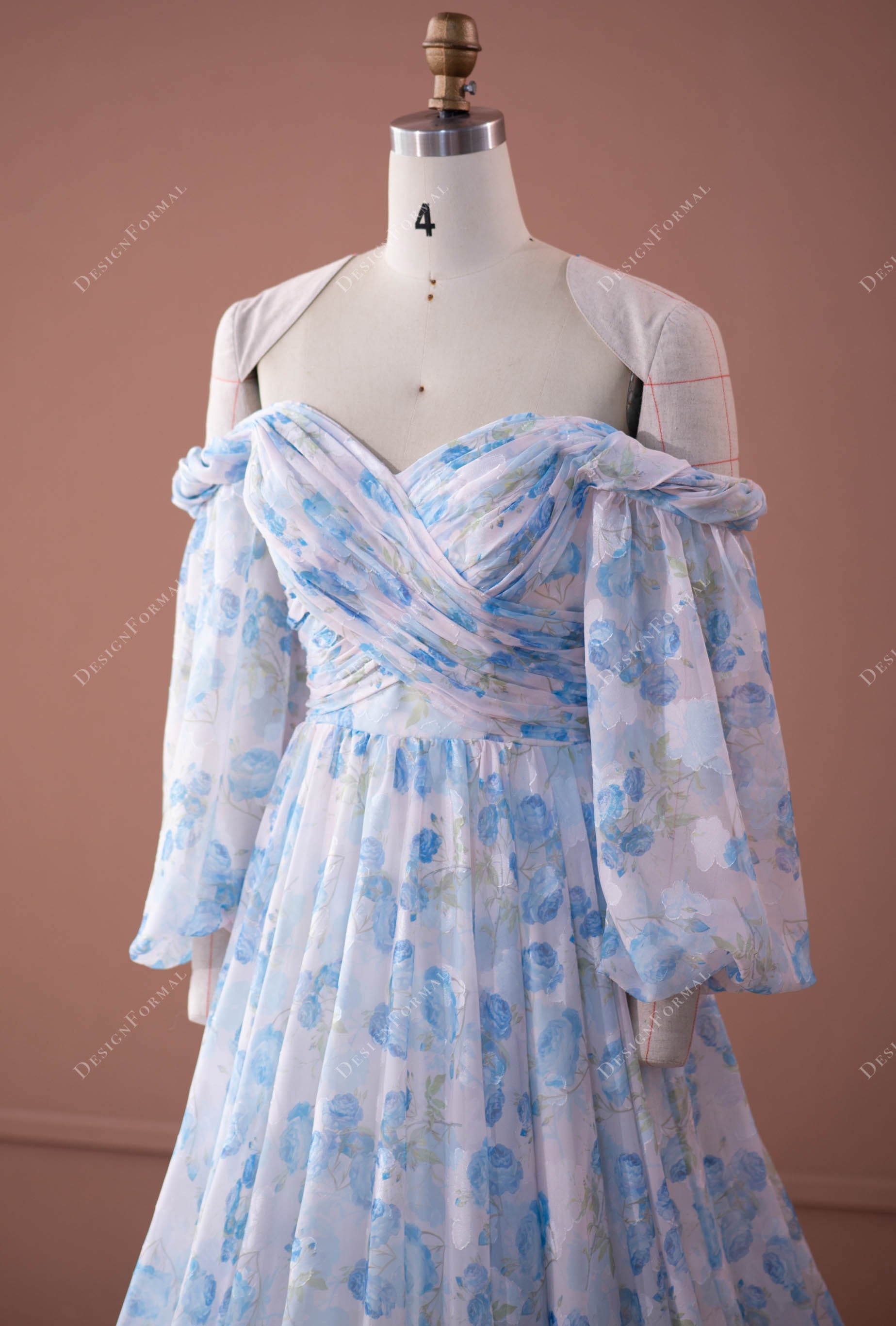 Floral Chiffon A-line Wedding Dress