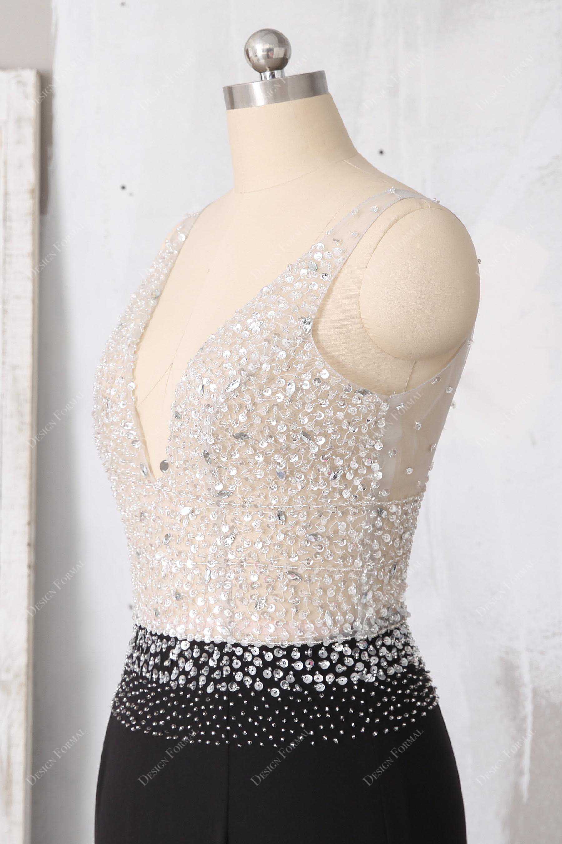 Sleeveless Ivory Beaded Prom Dress