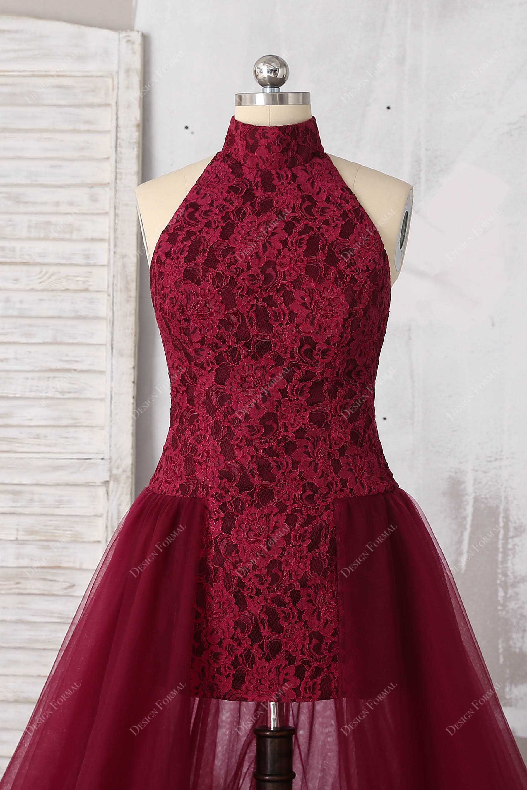 sleeveless lace burgundy bodycon dress