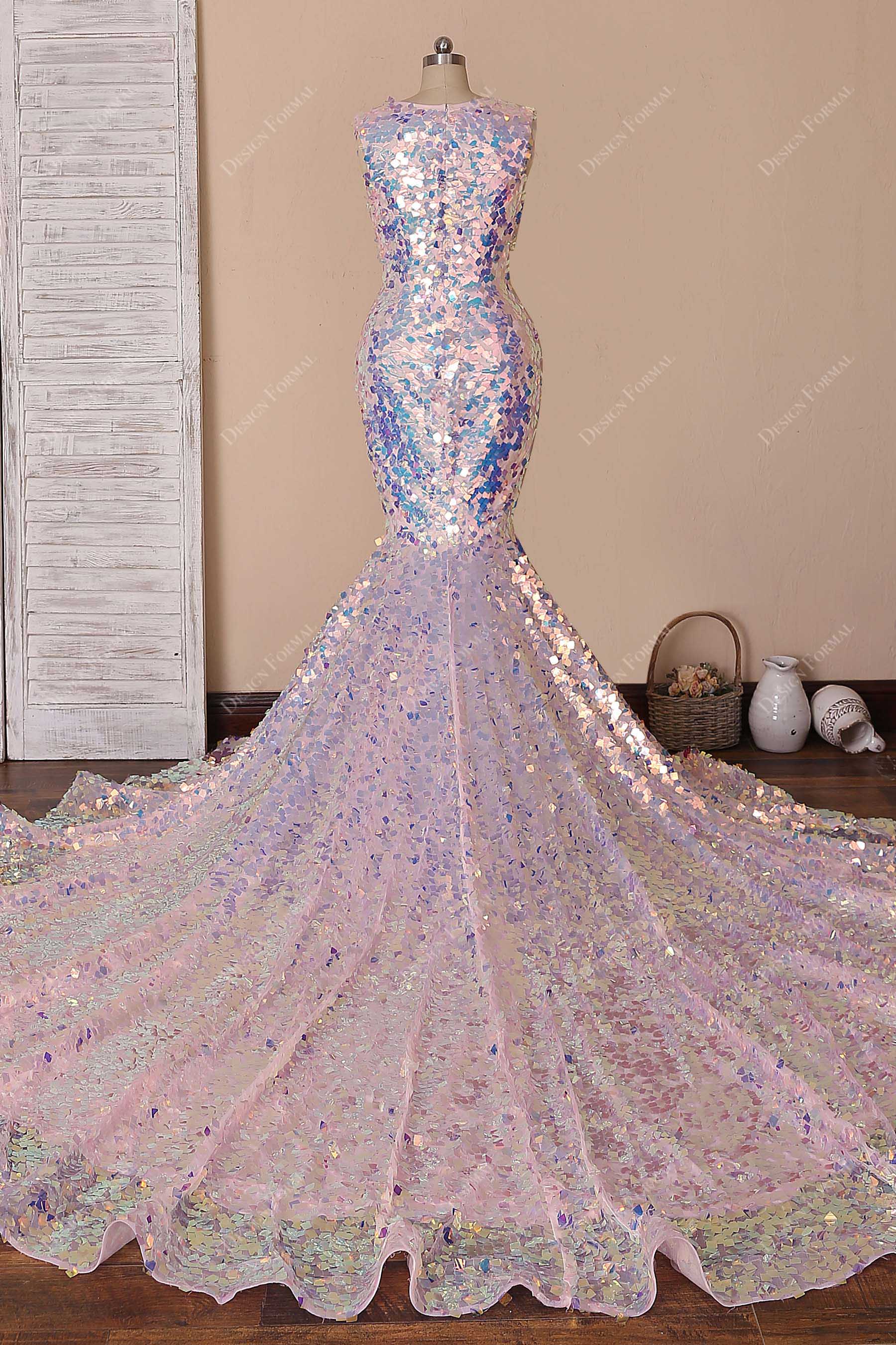 Sleeveless Sequin Mermaid Prom Dress