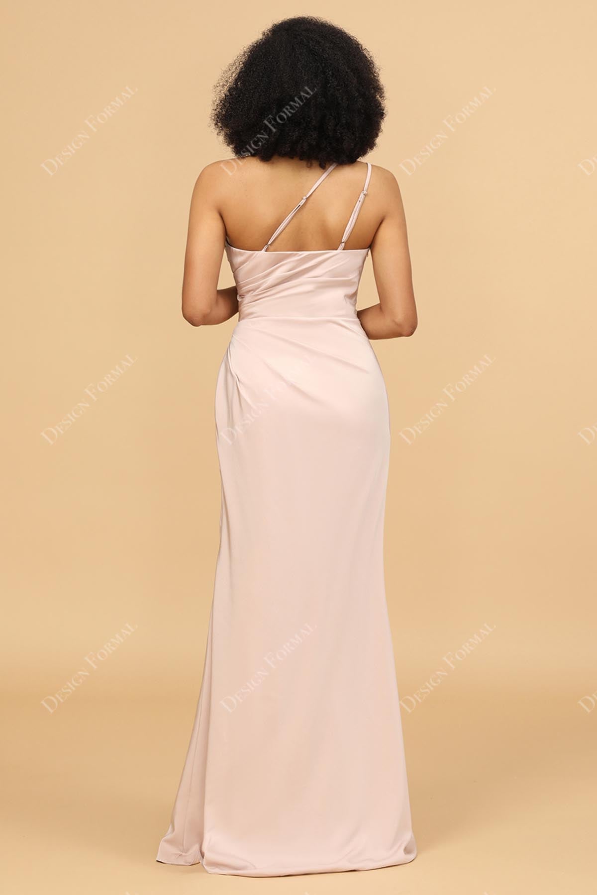 adjustable double straps one shoulder bridesmaid gown