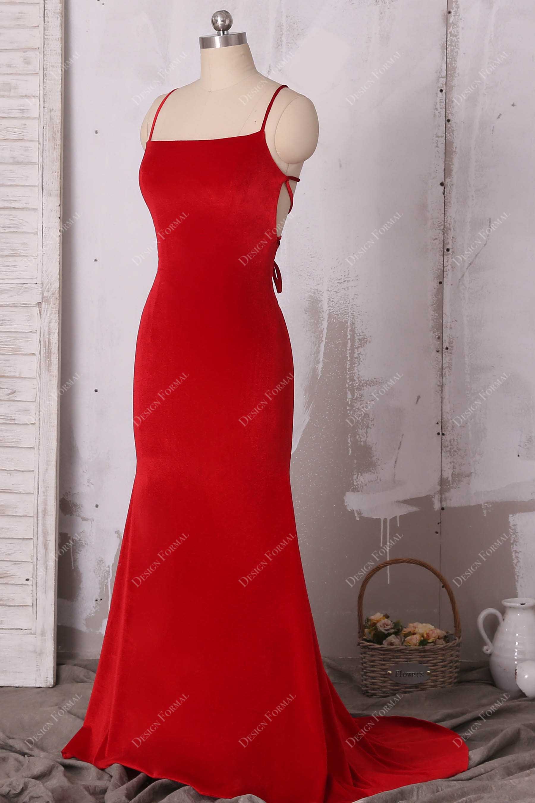 spaghetti straps mermaid prom gown