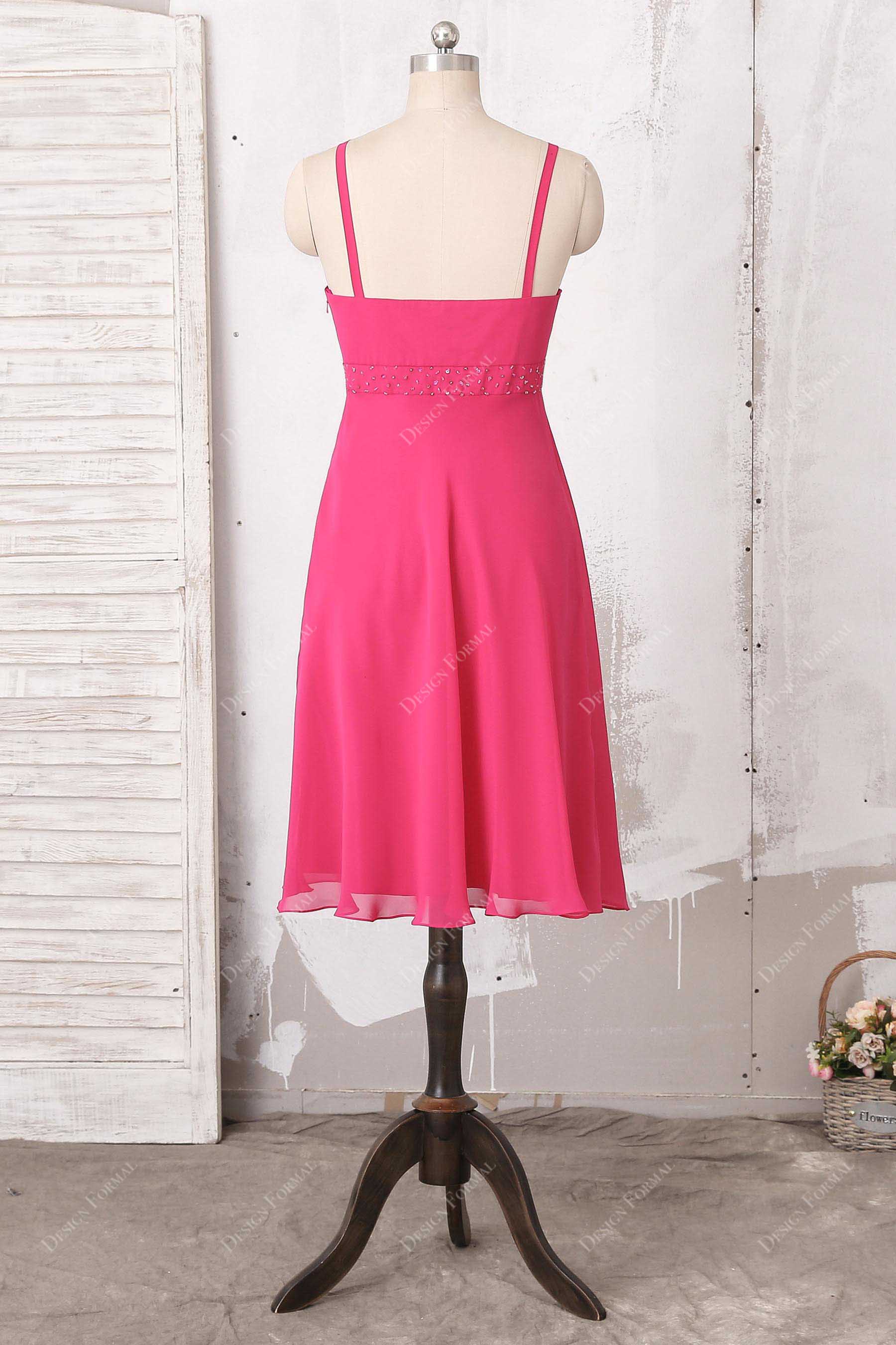 spaghetti straps short chiffon bridesmaid dress