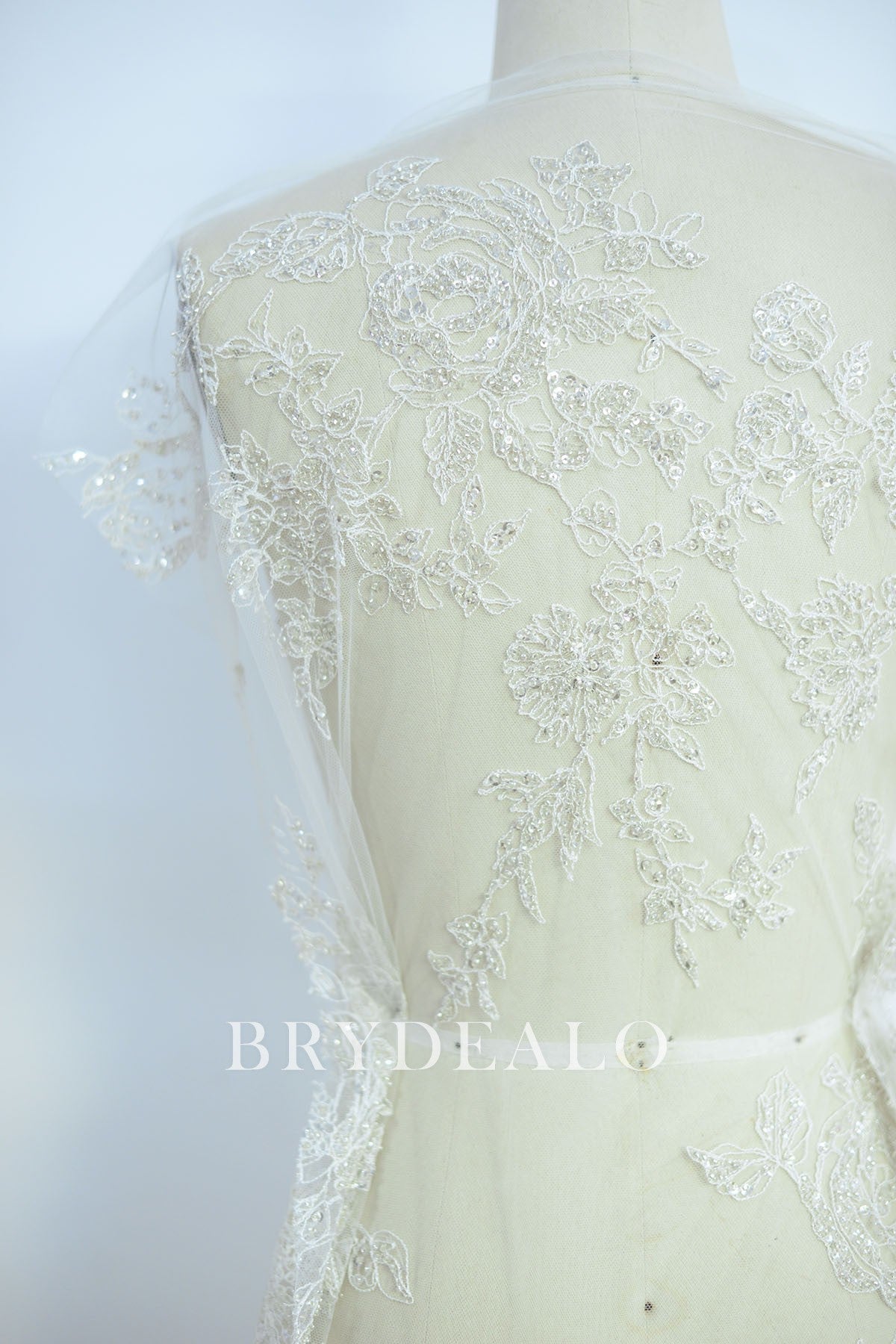 Sparkling Sequined Leaf Designer Lace Fabric By The Yard