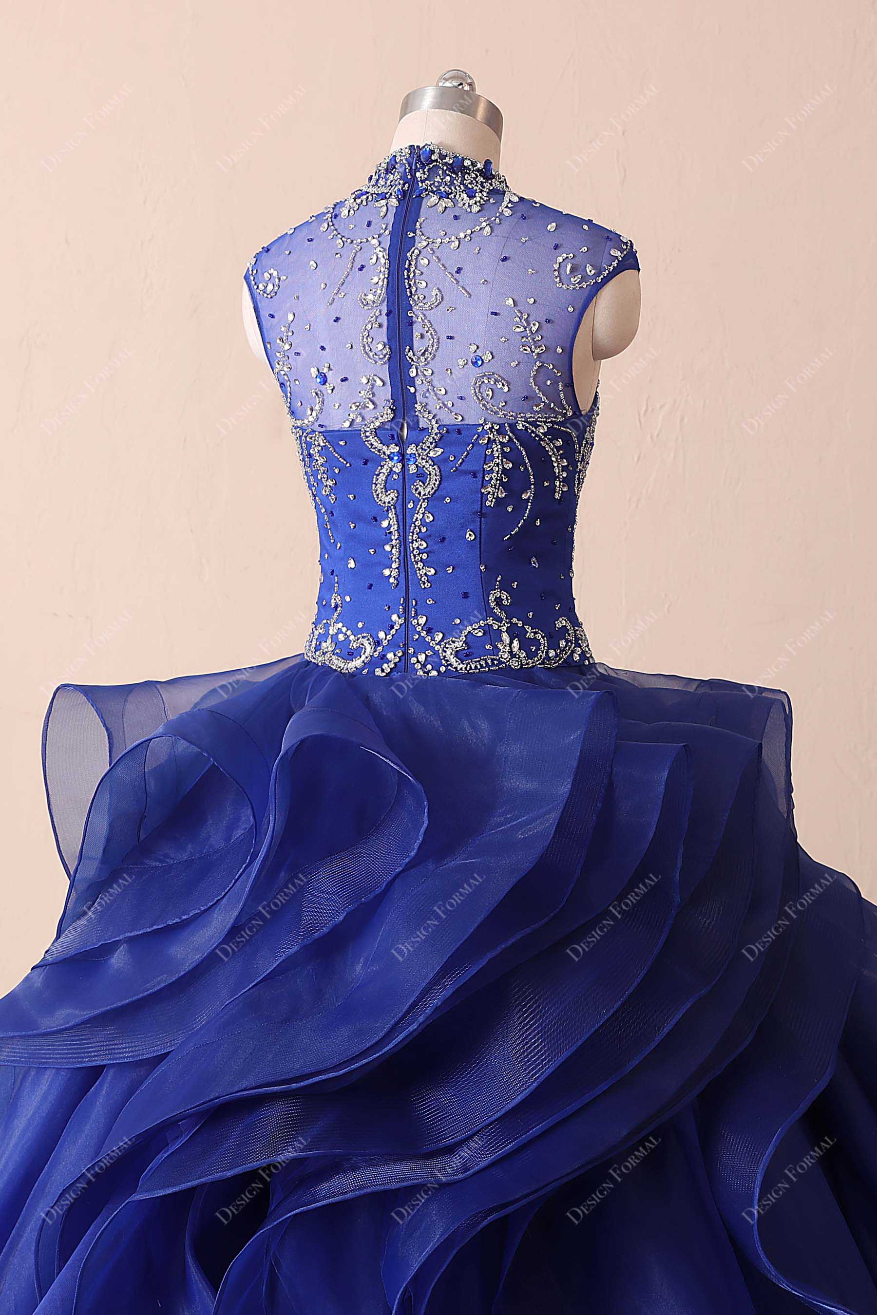 sparkly rhinestones illusion back quinceanera dress
