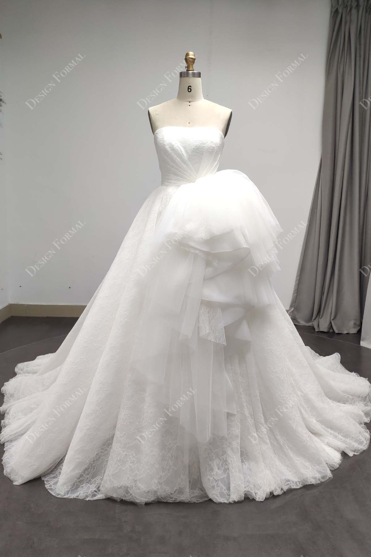 Chic Ball Gown Strapless Ruffles Layers Tulle Long Wedding Dresses With Beads C3492 main image 1