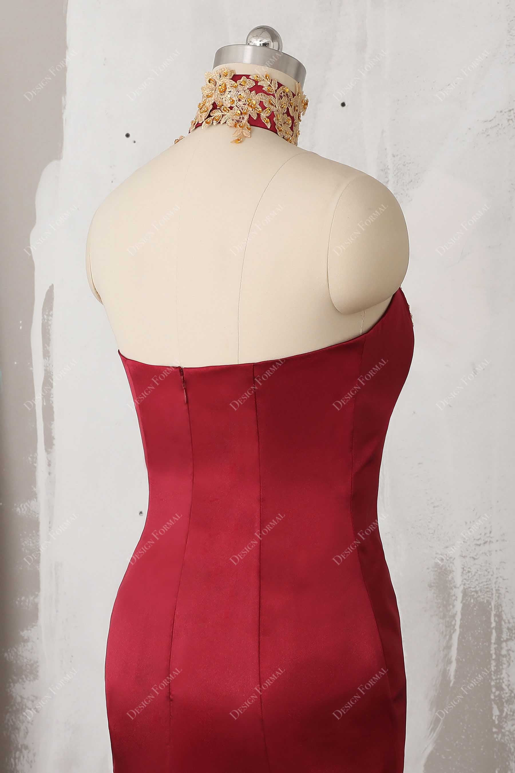 strapless dress choker neck