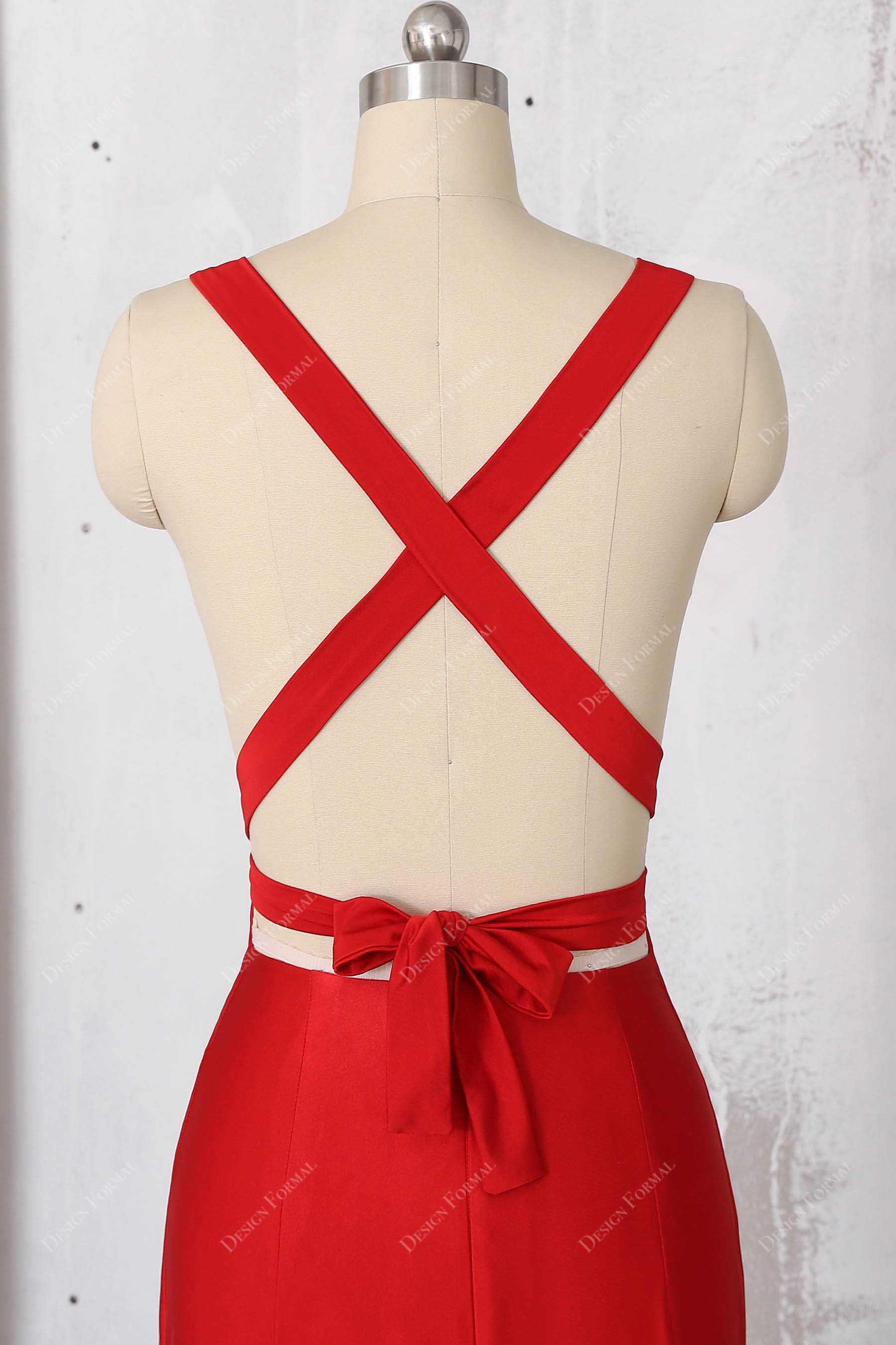 strappy open back bridesmaid dress