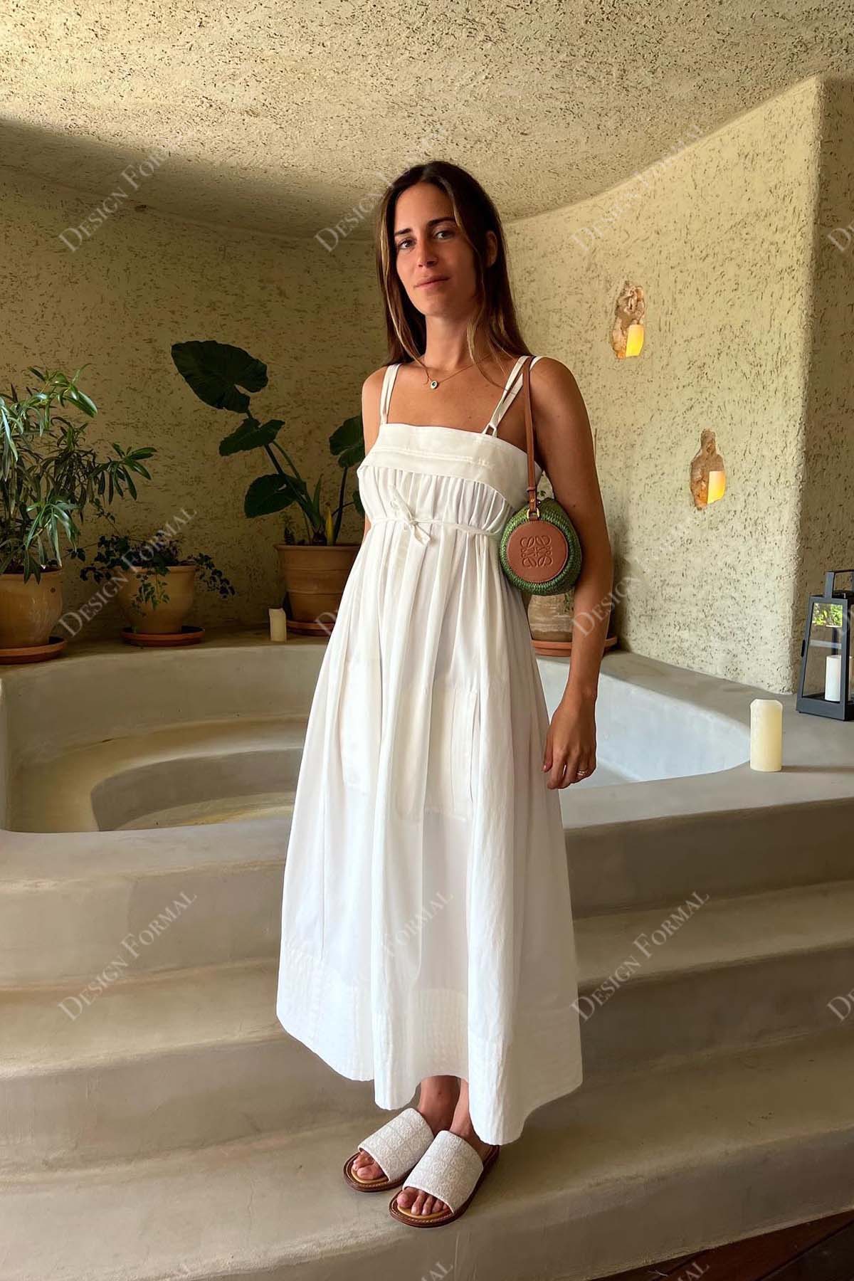 Straps Ivory Satin Straight Neck Ankle Length Custom Dress Straps Ivory Satin Straight Neck Ankle Length Custom Dress