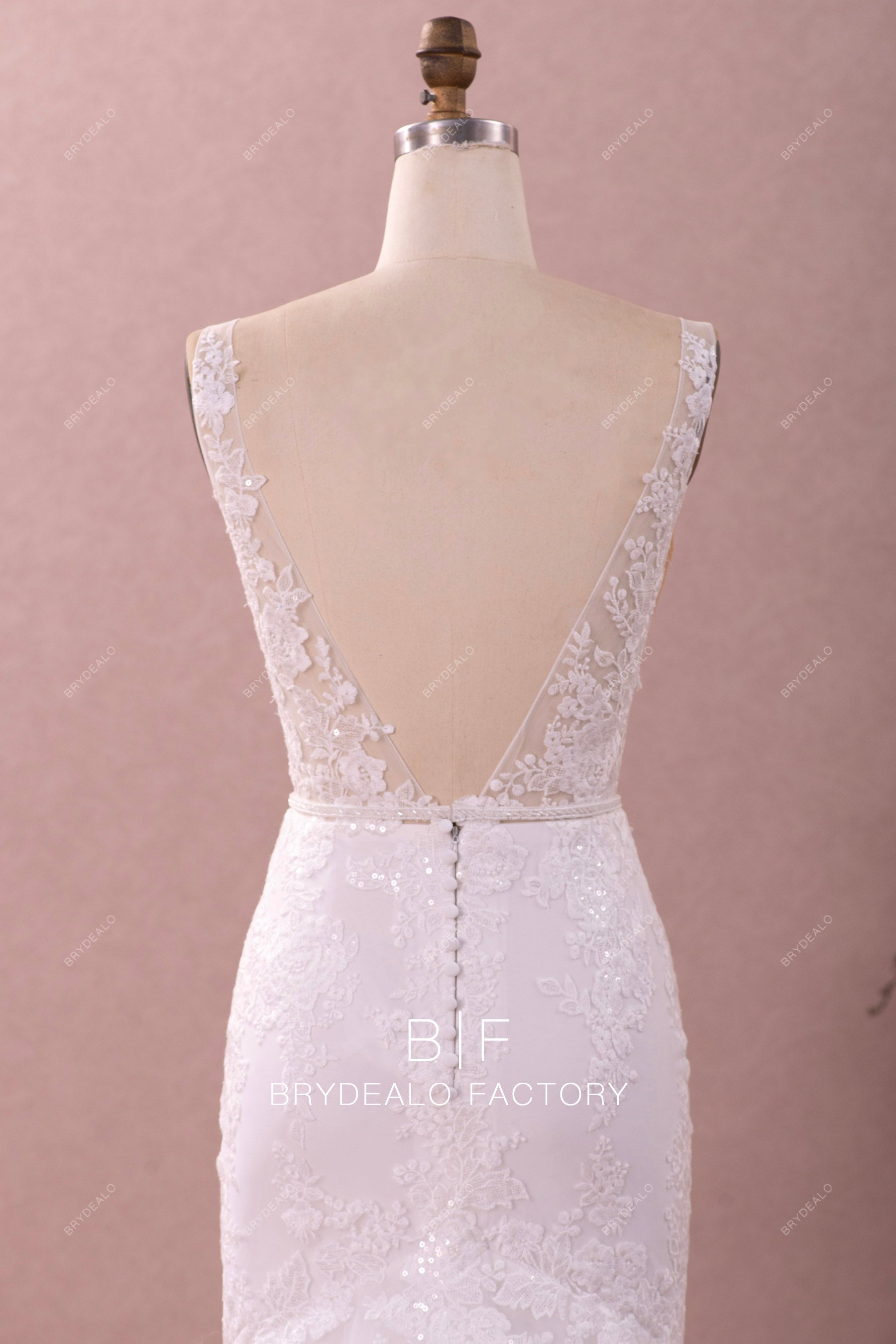 open back illusion straps wedding dress