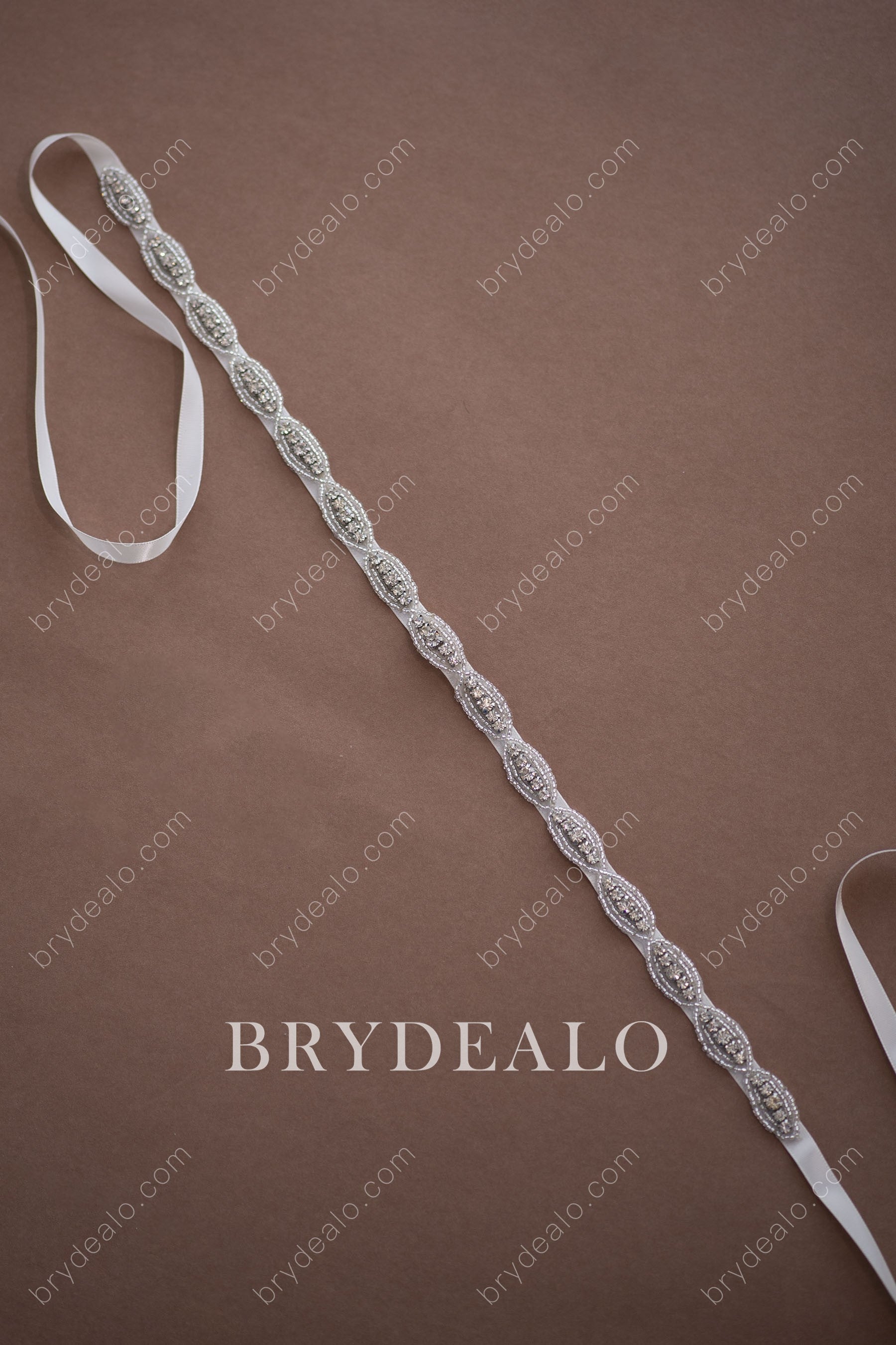 Stylish Oval Crystals Beaded Bridal Sash Online