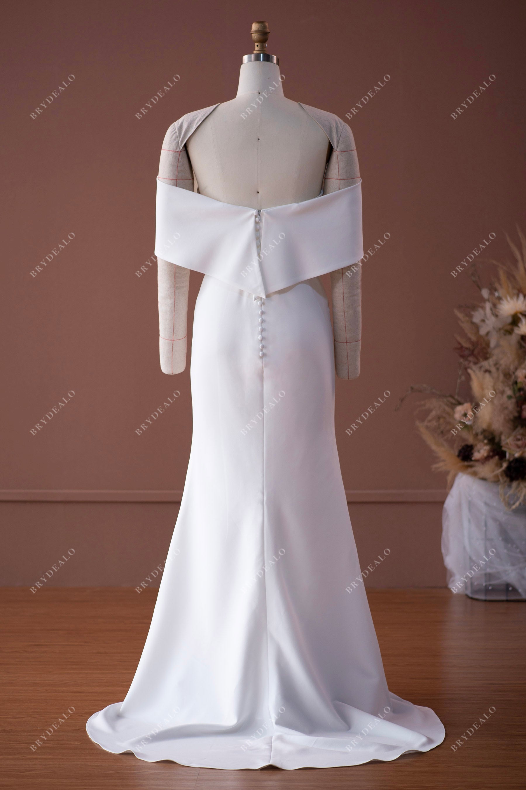 sweep train simple mermaid wedding dress