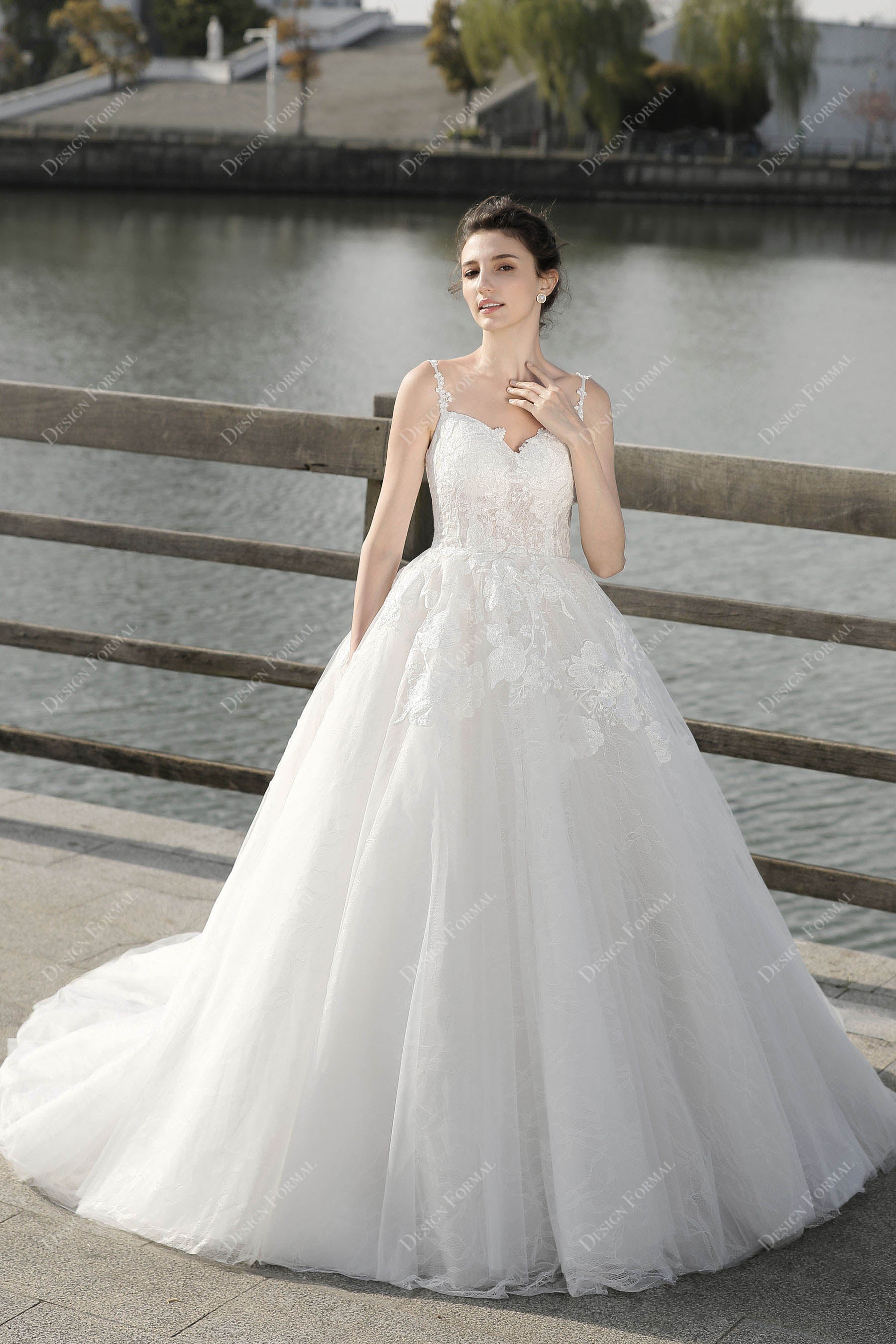 sweetheart neck corset beach wedding ball gown