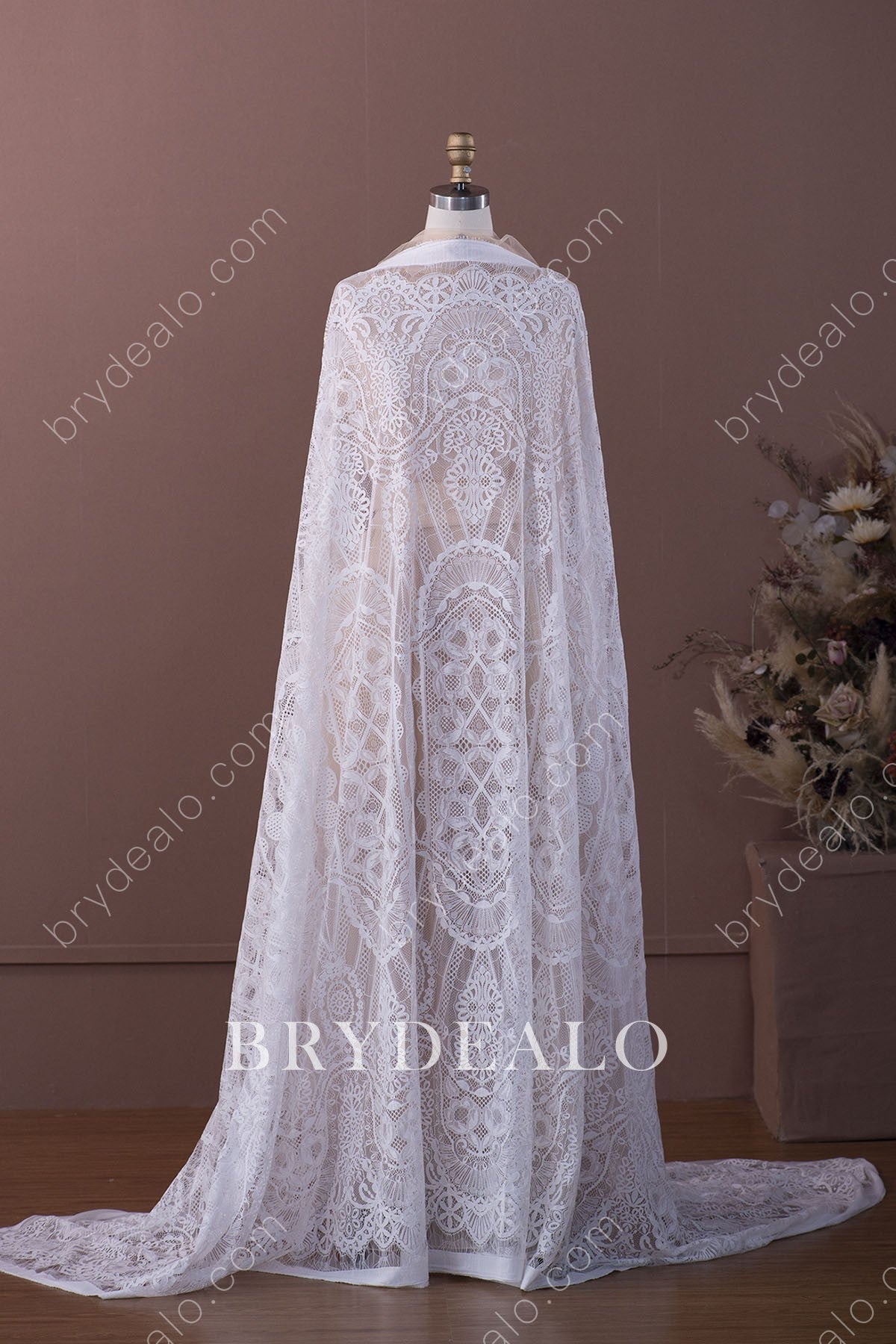 Symmetrical Pattern Crochet Bridal Lace Fabric By the Piece