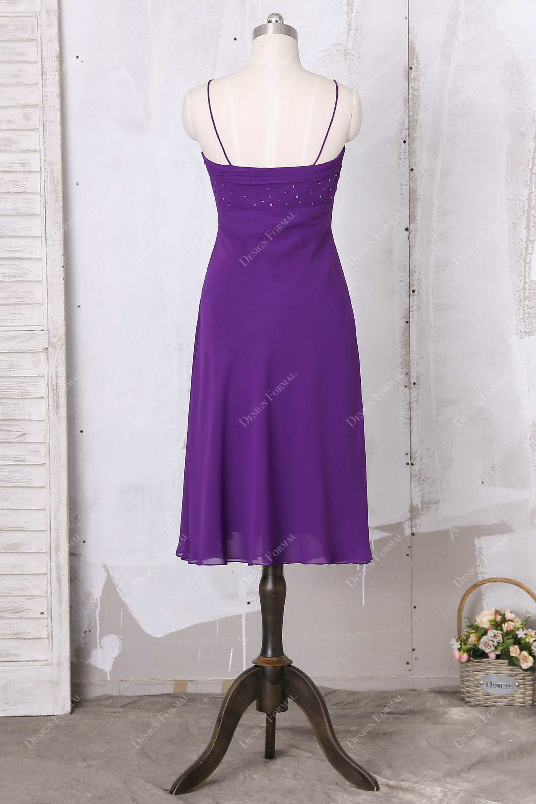 thin straps short bridesmaid dress