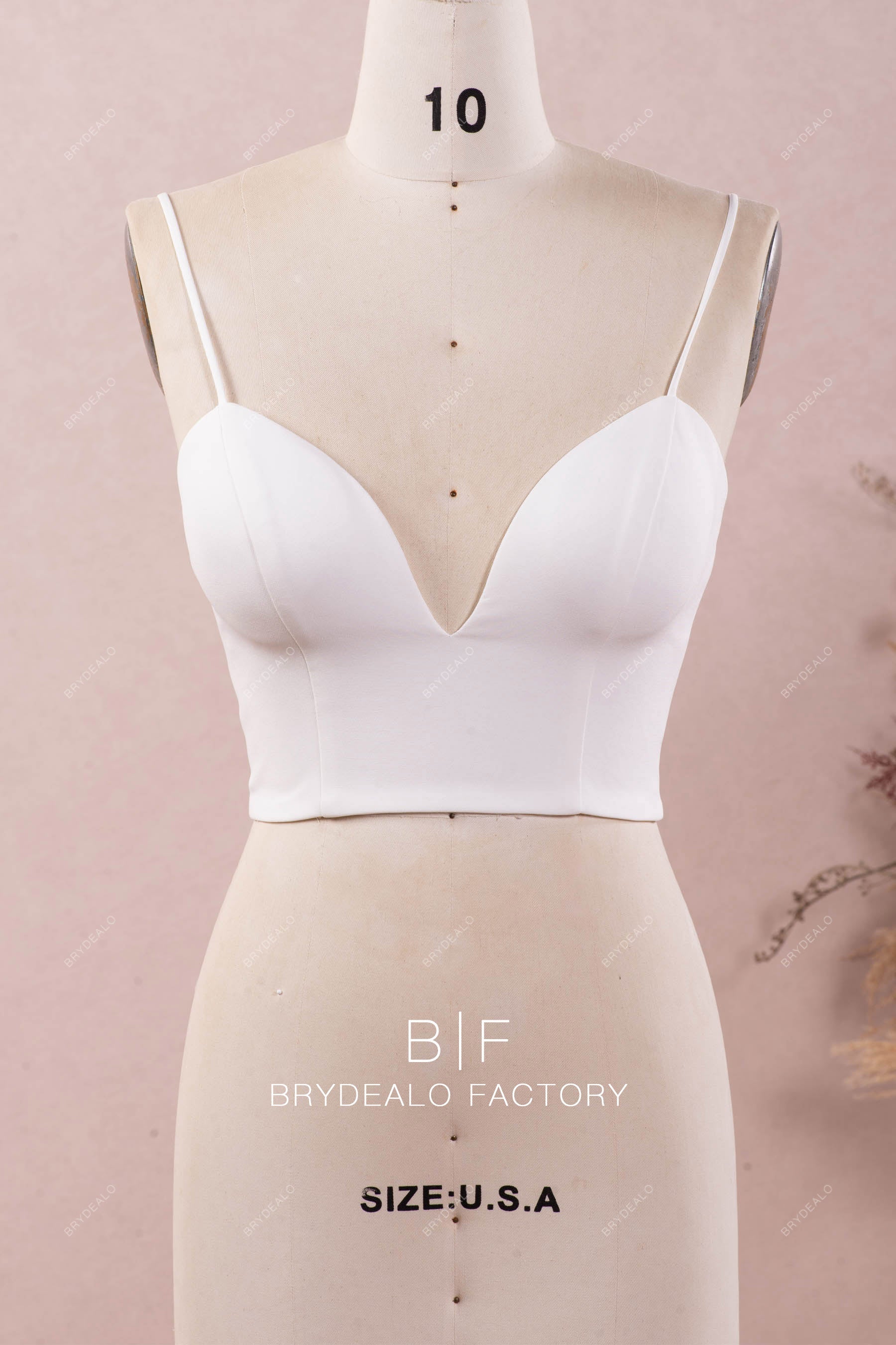 elegant thin straps sweetheart crepe bridal top