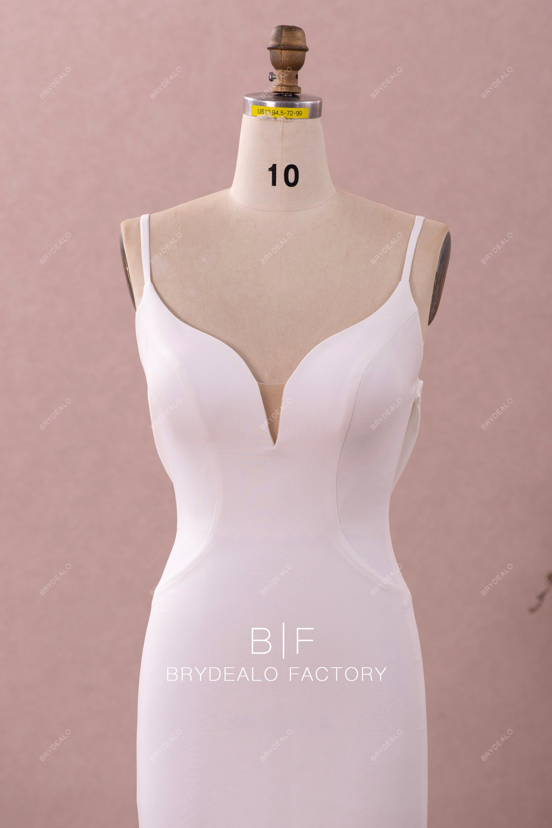 spaghetti straps v-neck sleeveless trendy wedding dress