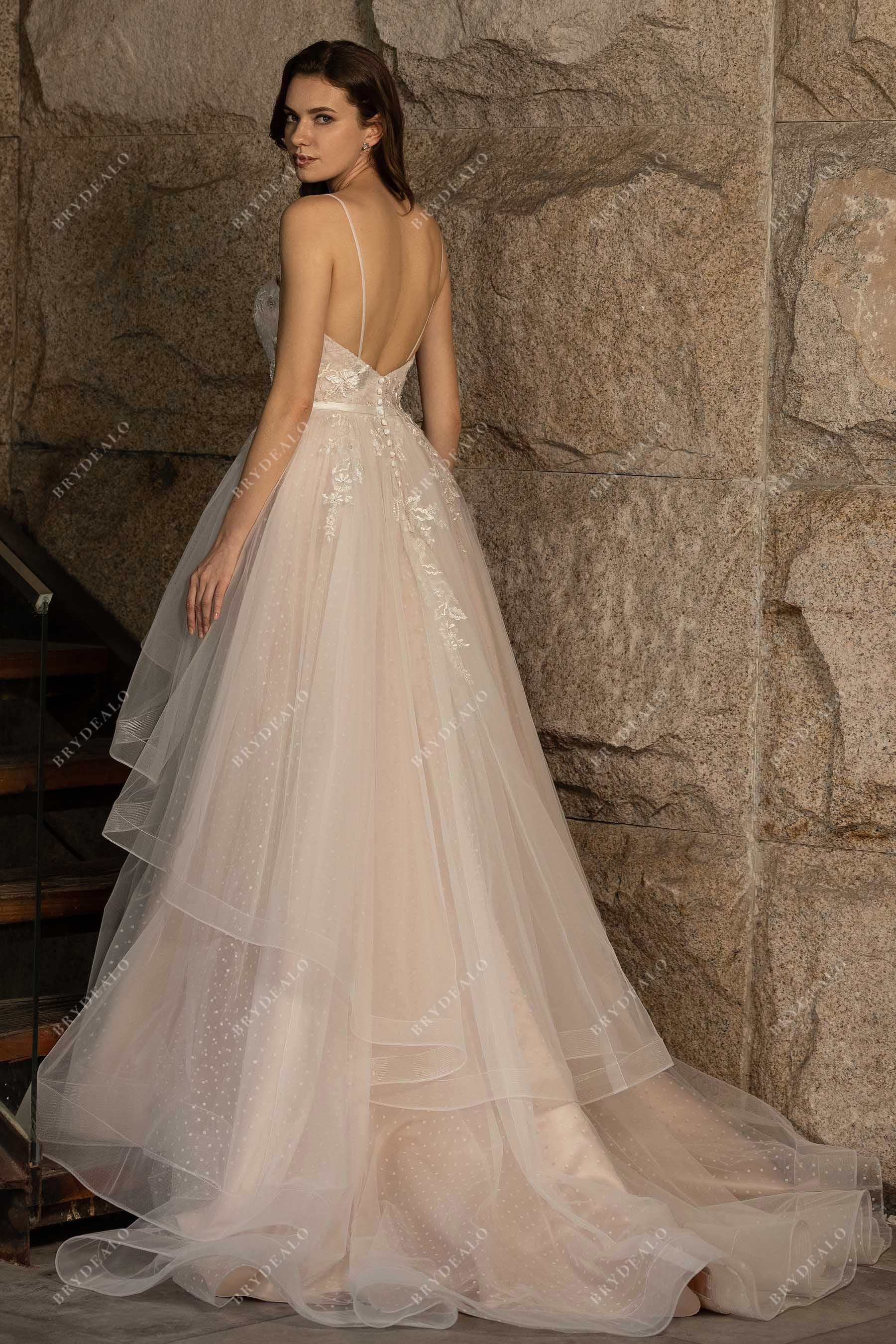 tiered ruffled tulle chapel train stunning bridal dress