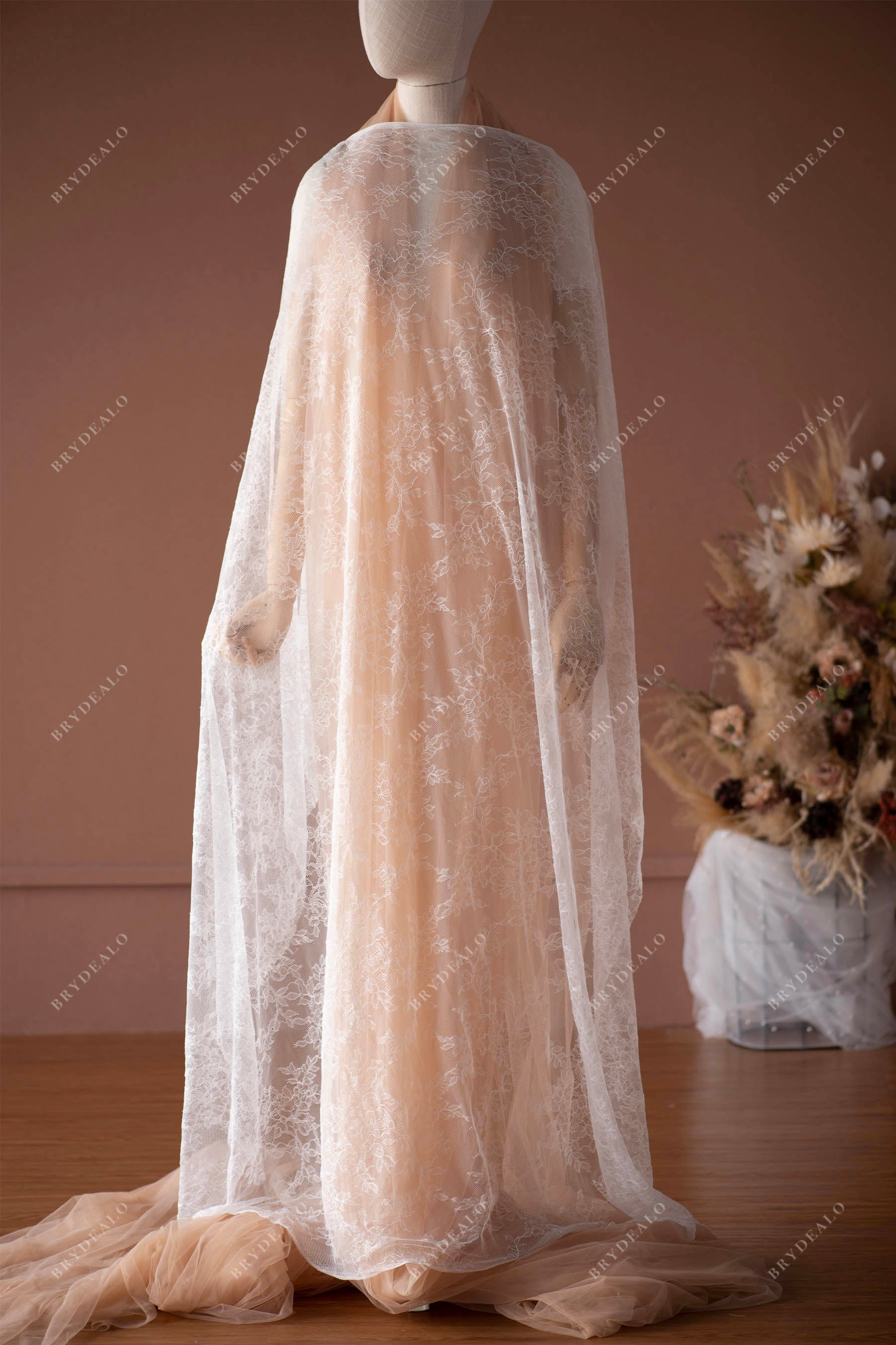 tiny cording flower bridal lace fabric for sale