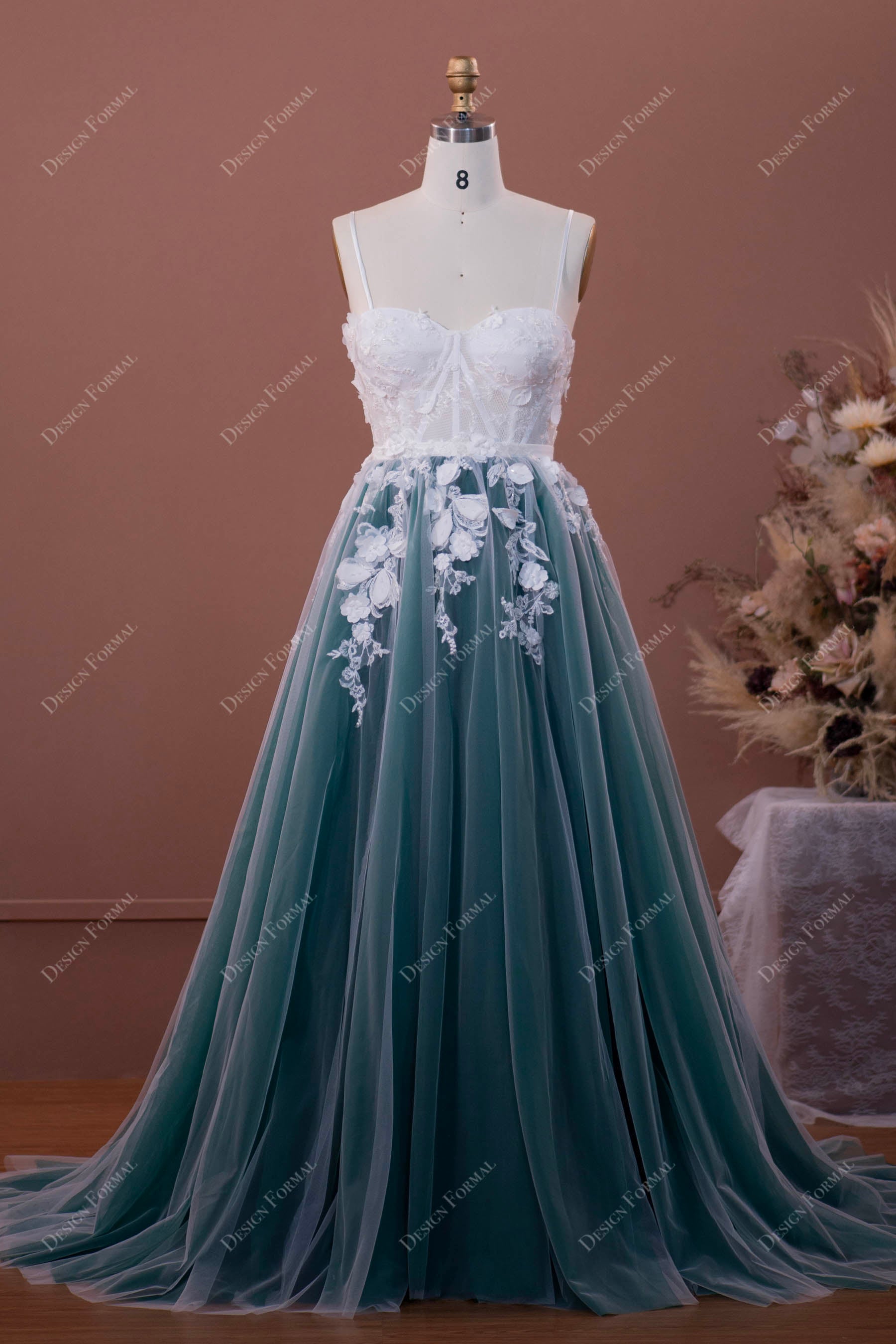 Two-Tone Illusion Corset Lace Sweetheart Fairy A-line Bridal Dress Two-Tone Illusion Corset Lace Sweetheart Fairy A-line Bridal Dress