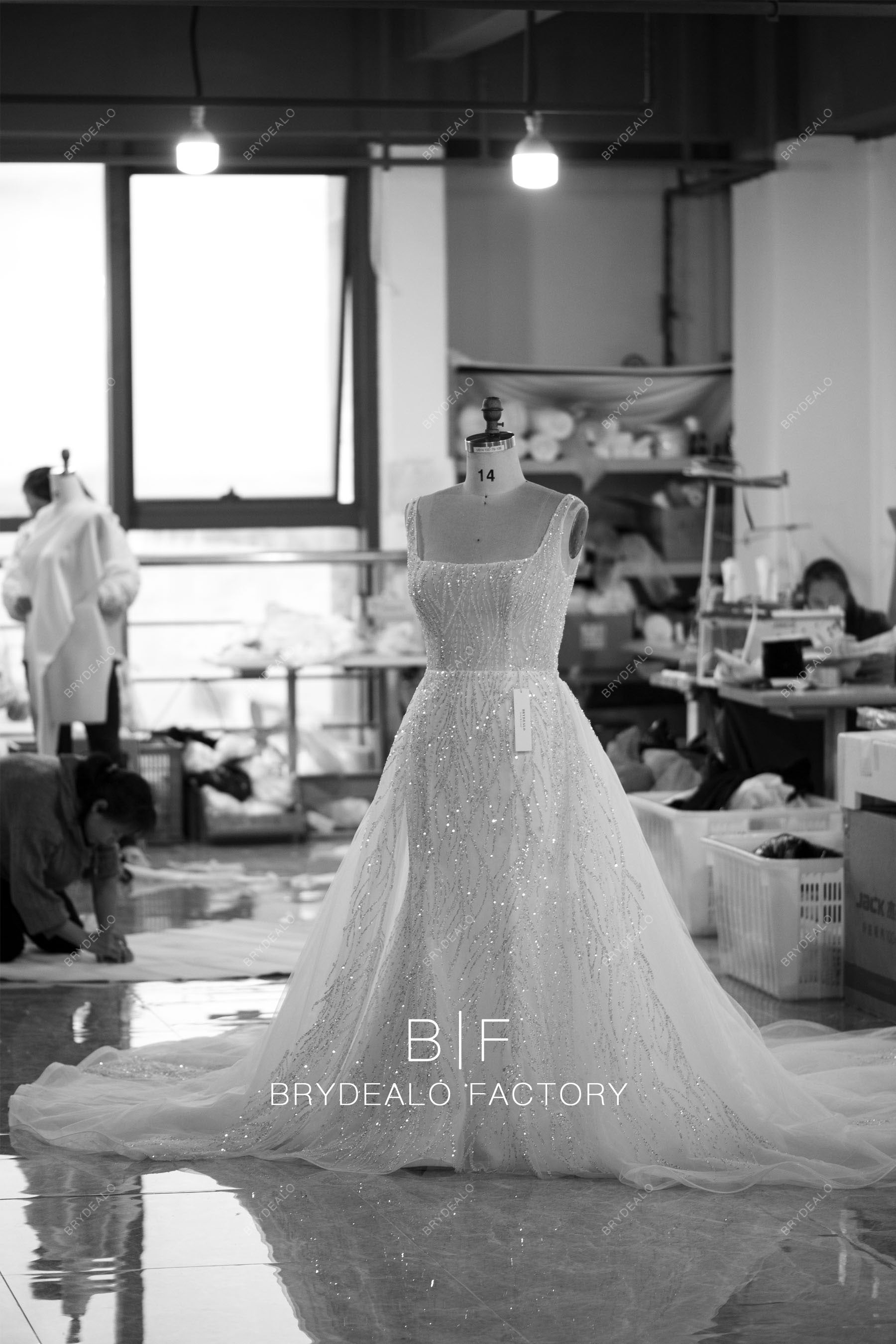 custom beaded mermaid wedding dress detachable overskirt