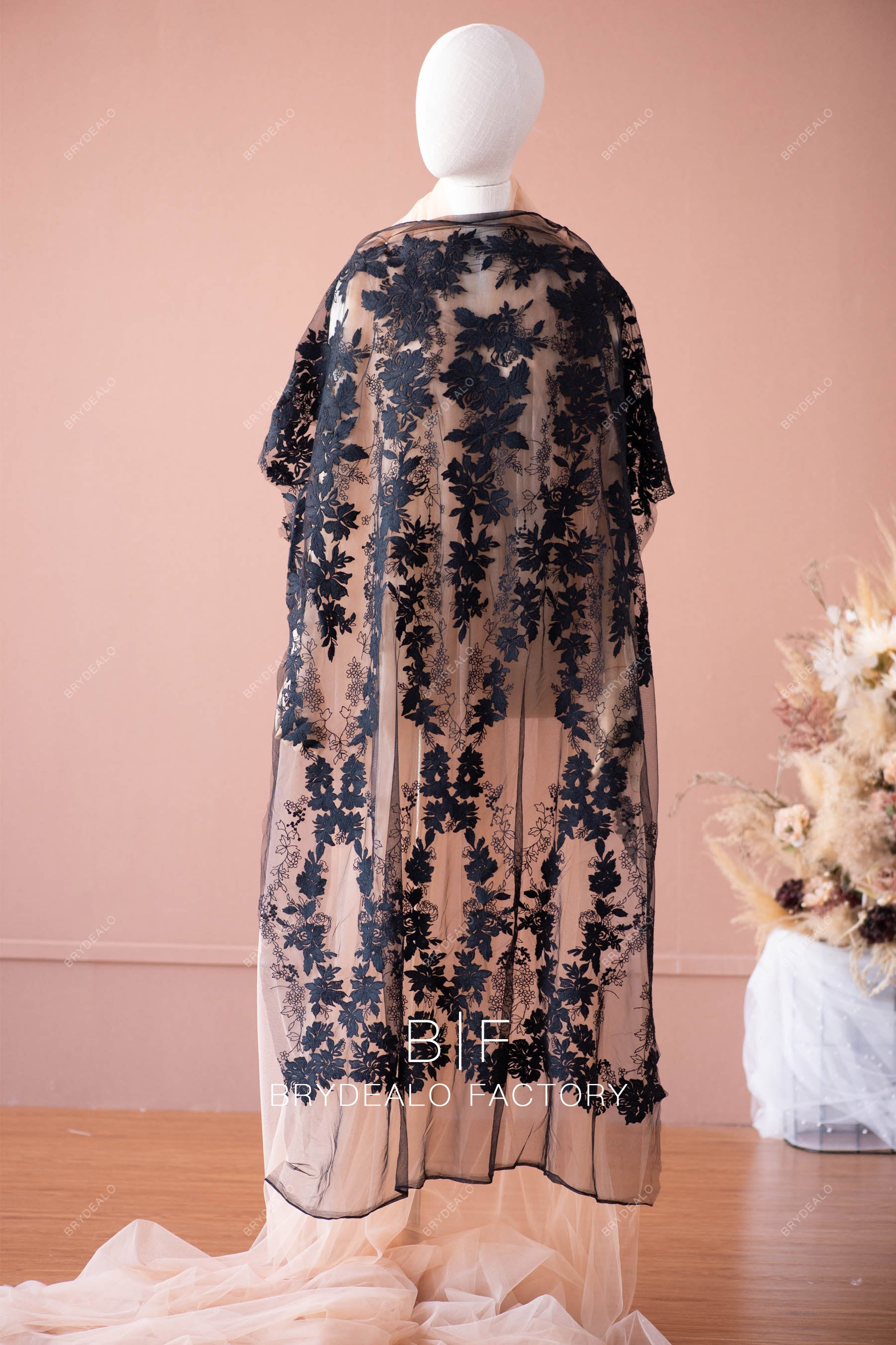 wholesale black embroidery lace fabric