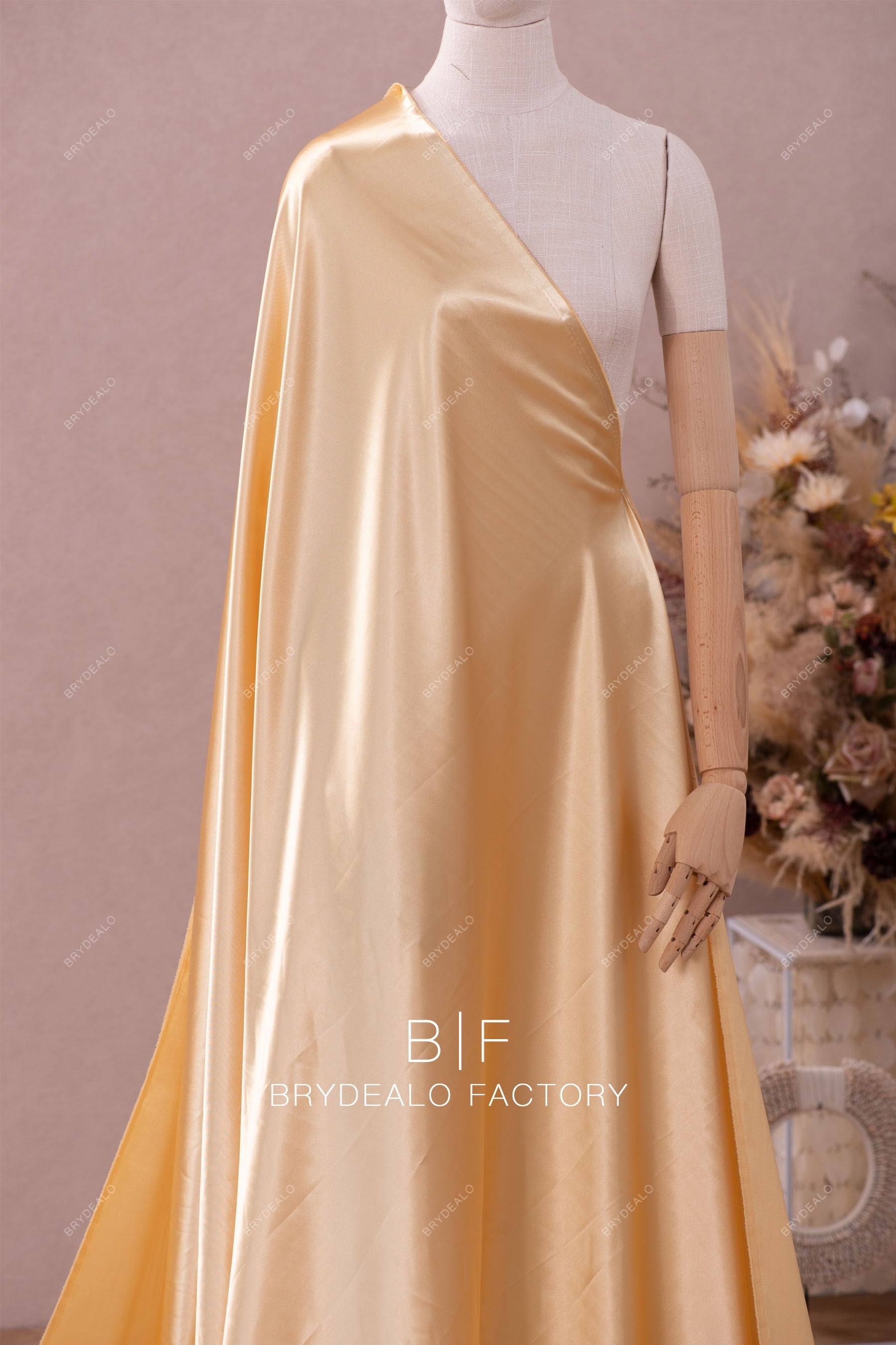 designer gold glossy charmeuse silky satin