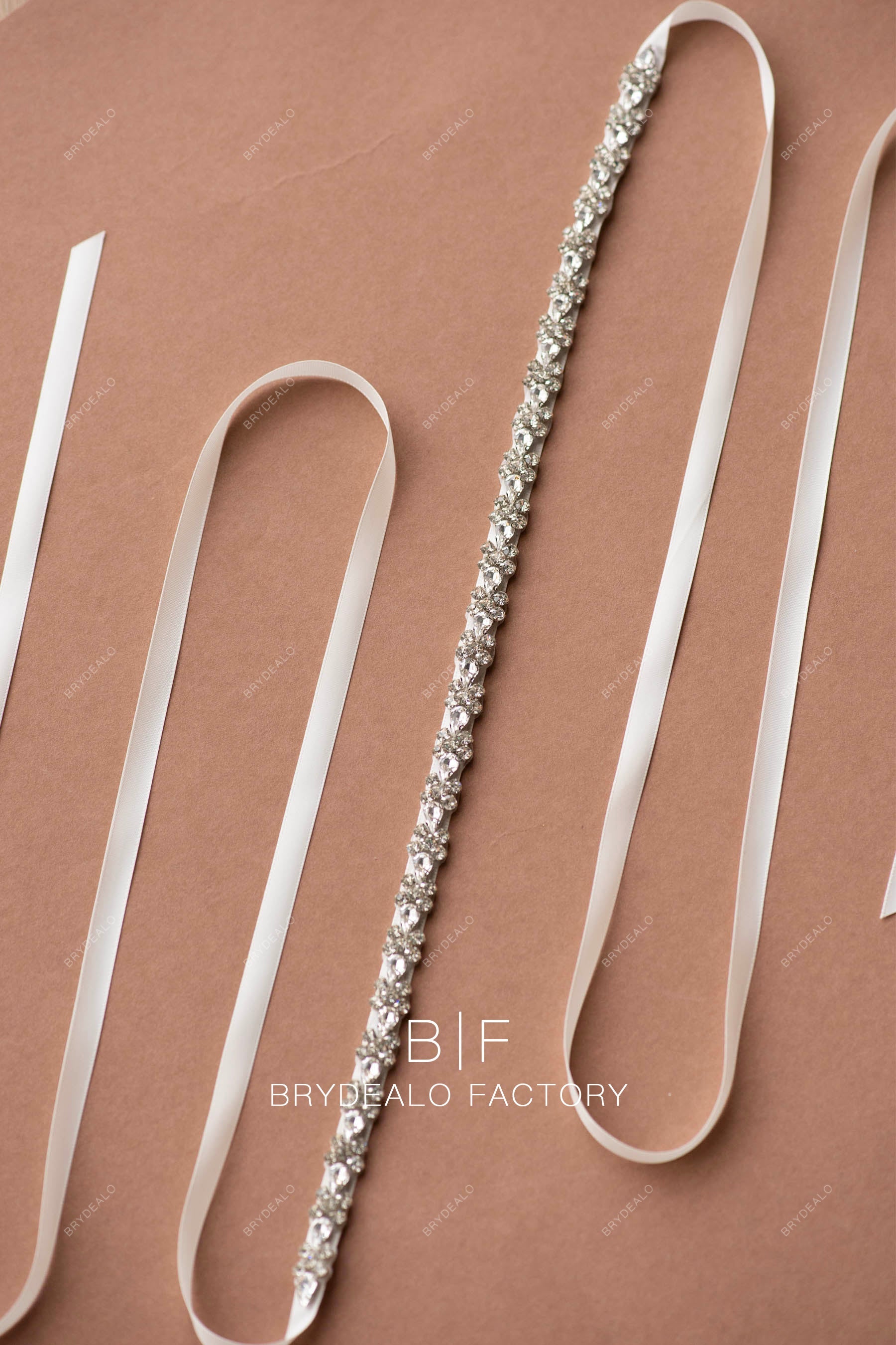 Hand-Sewn Rhinestones Stylish Narrow Bridal Belt Online For Sale