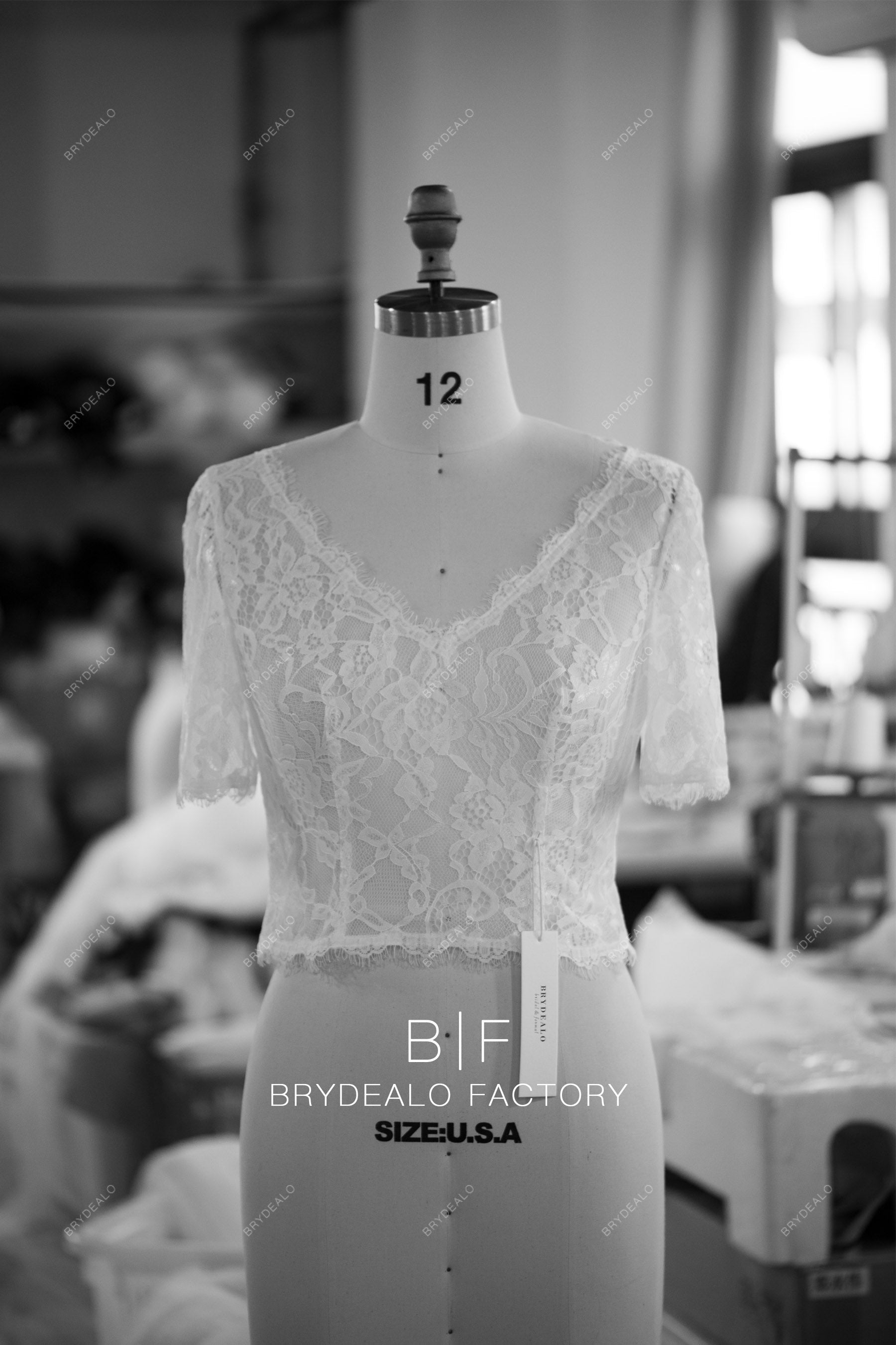private label half sleeve lace bridal bolero with bustier
