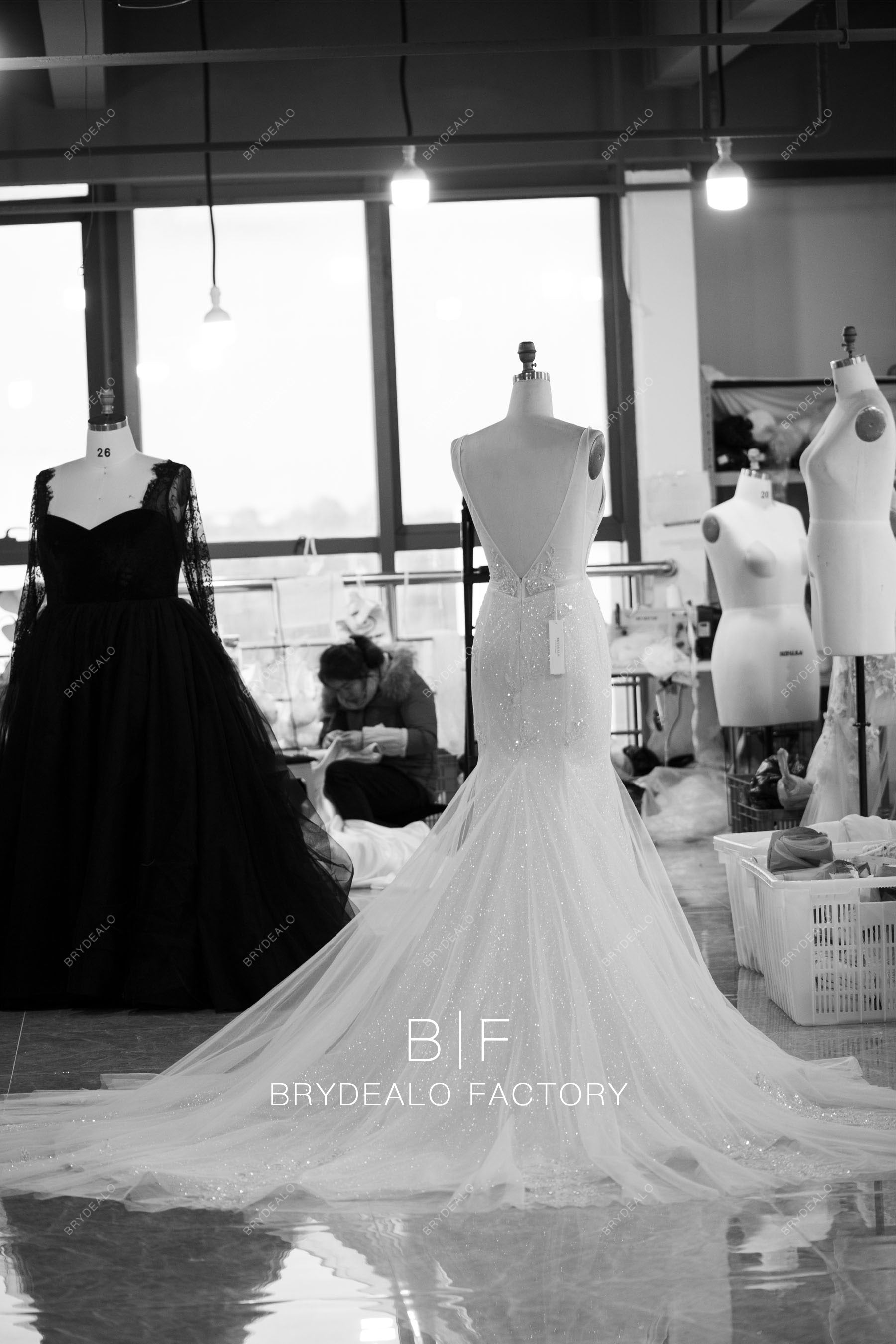 tailored long mermaid sparkly wedding dress