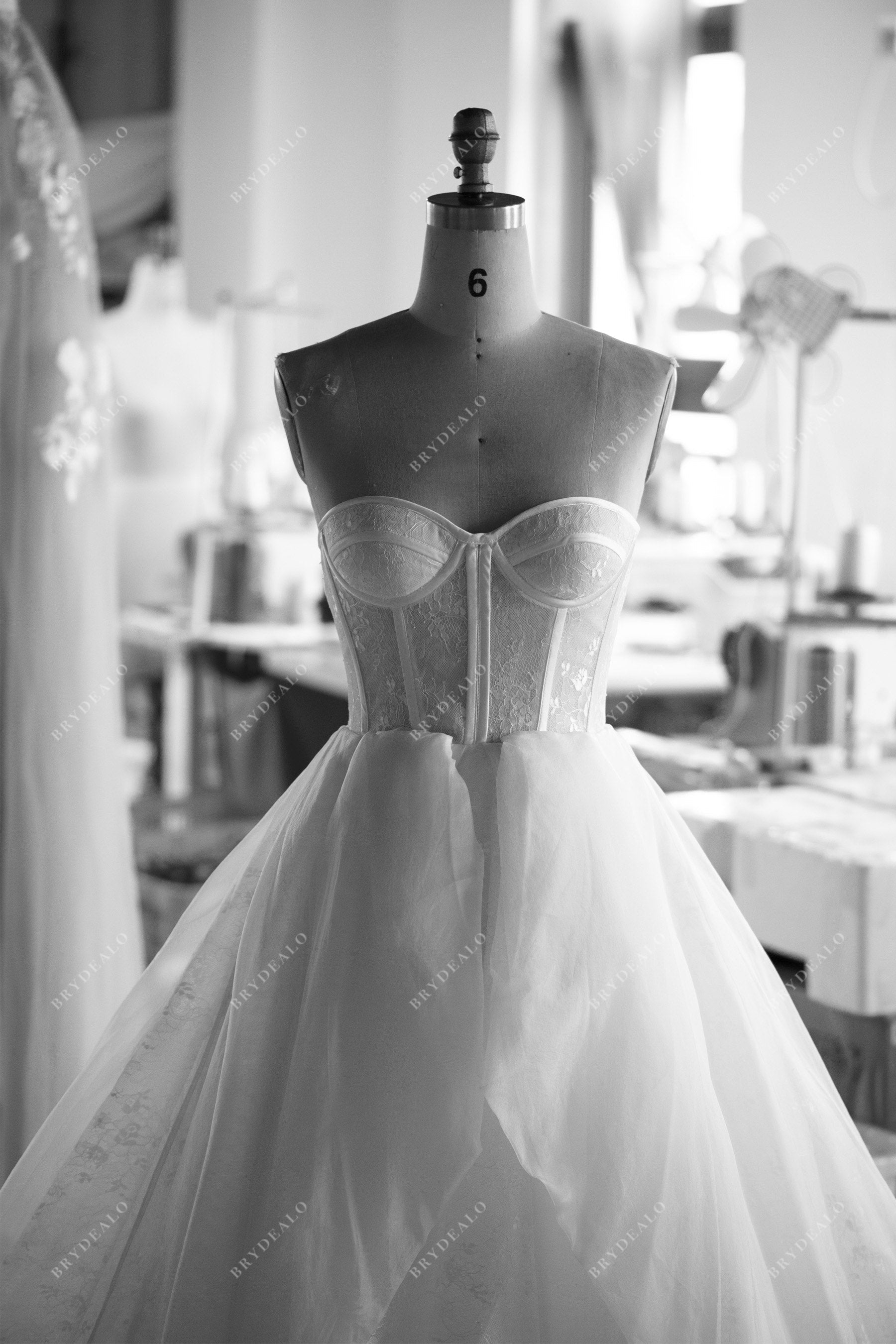 tailored strapless sweetheart wedding gown