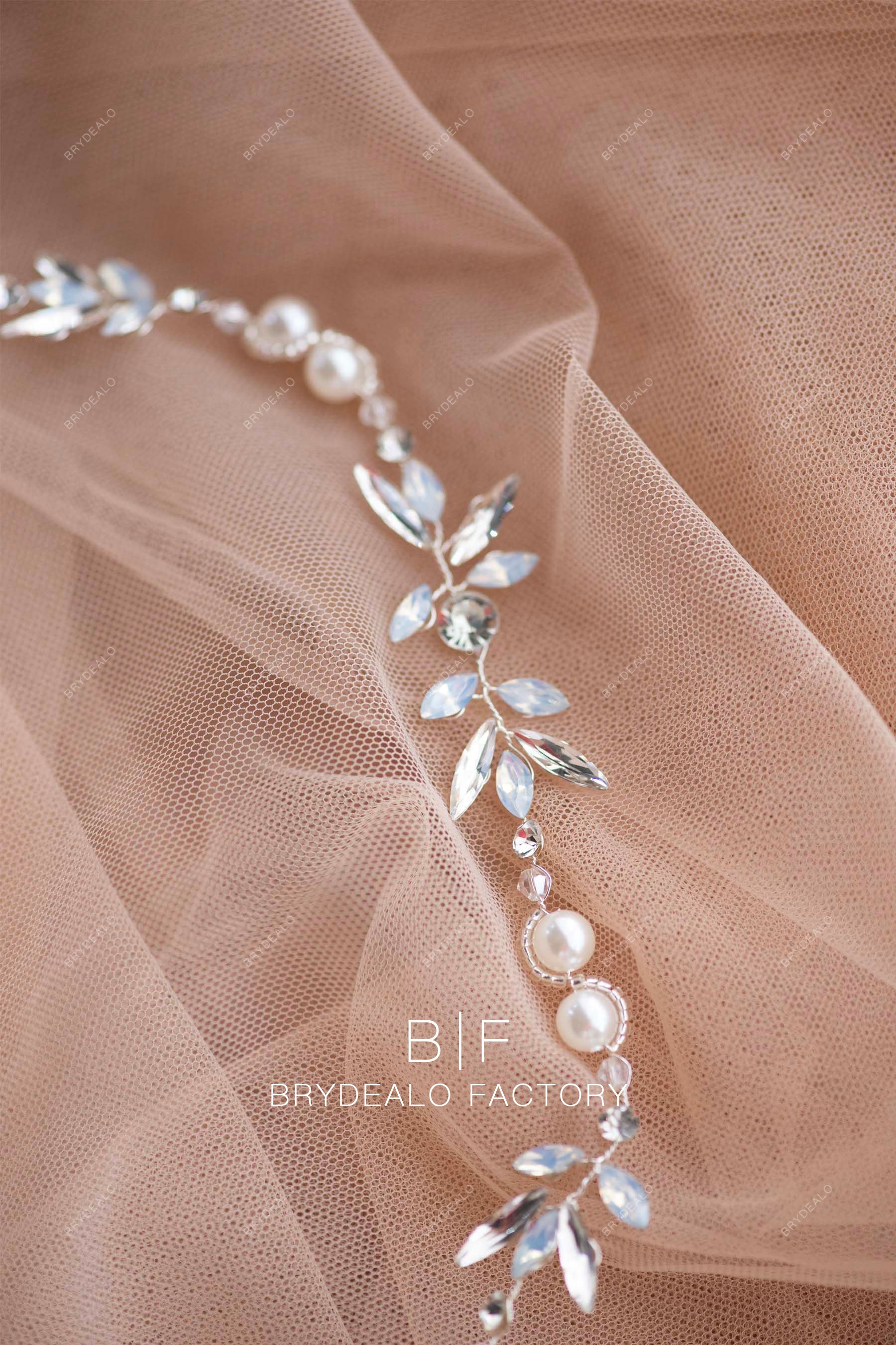 Stylish Clear Silver Blue Rhinestone Hair Vine Bridal Headband