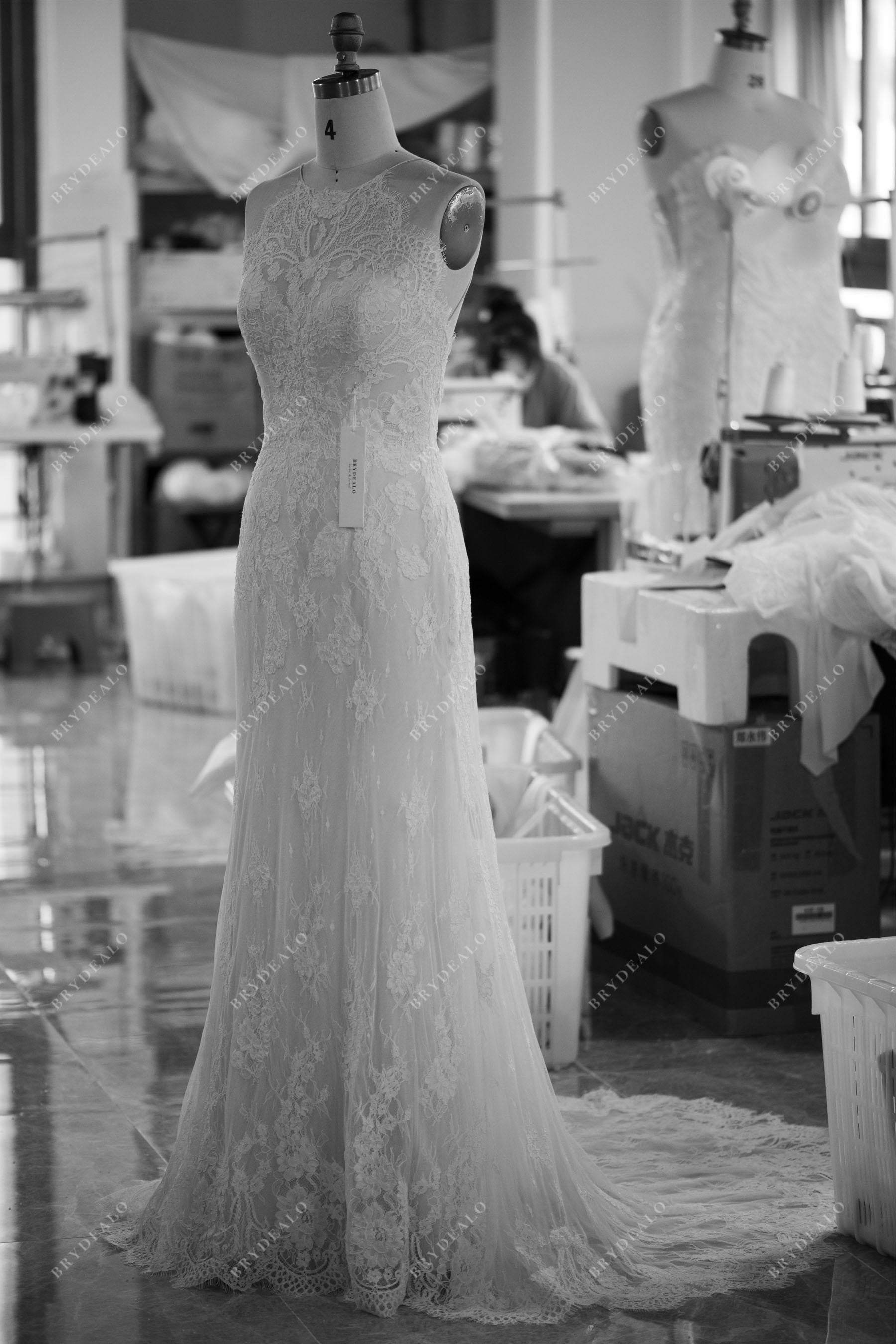 custom lace mermaid spring fall destination wedding dress