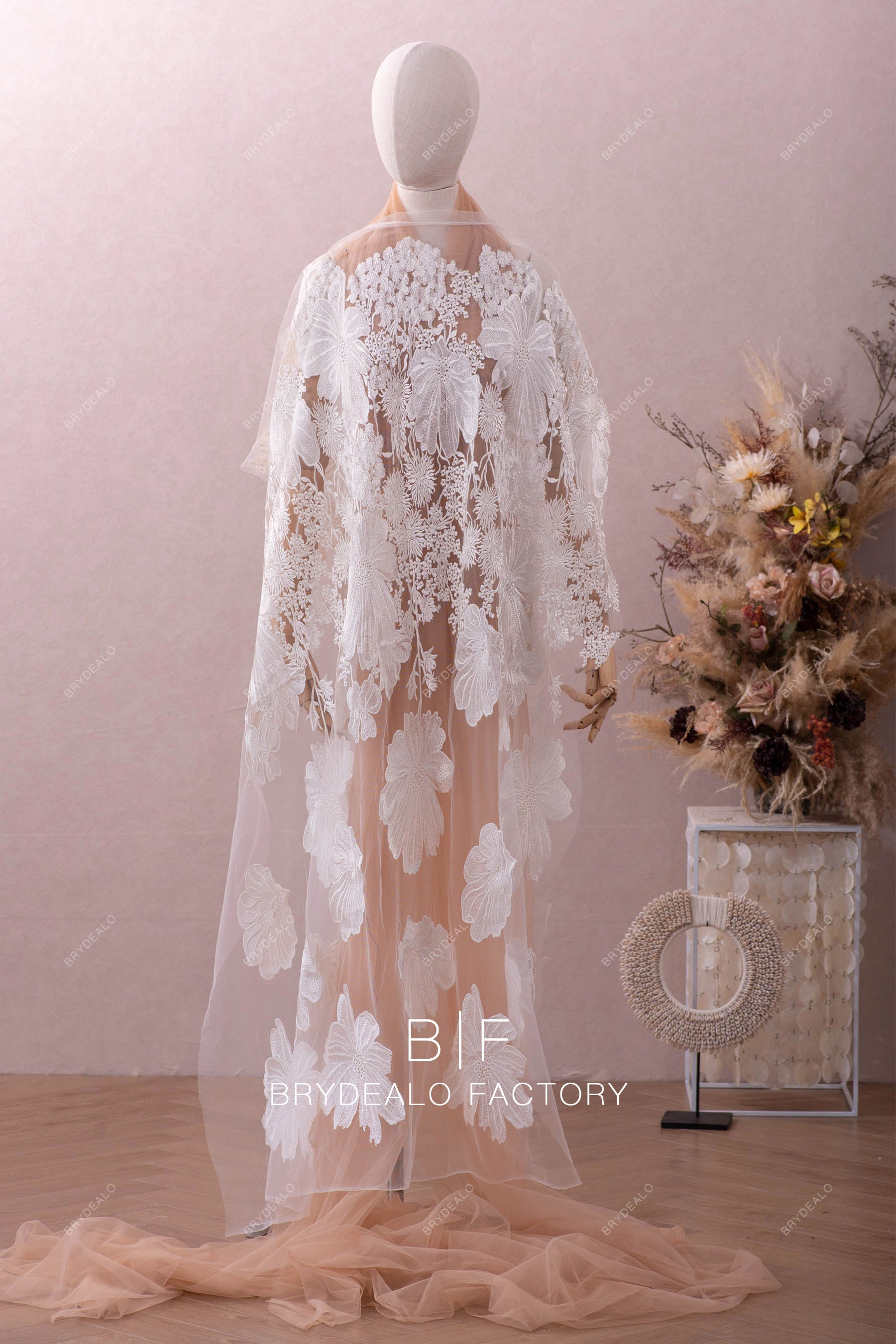 designer wild flower lace fabric online