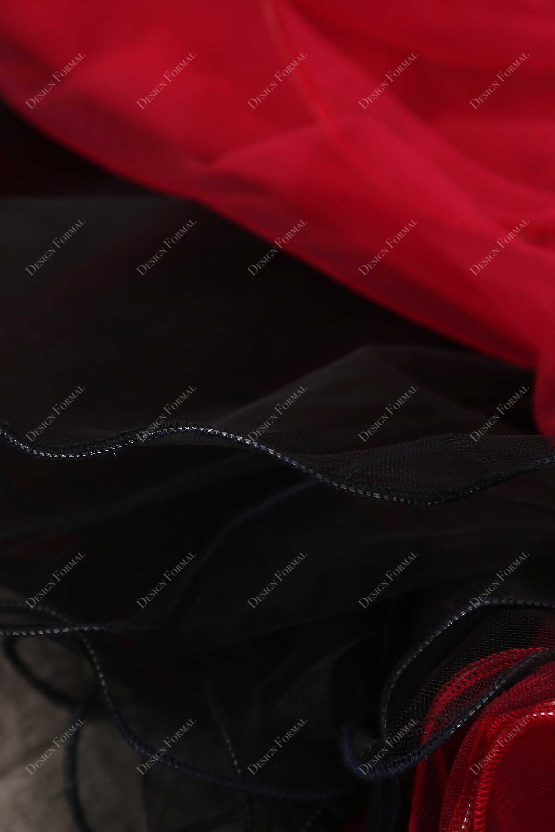 wine tulle and lining detail