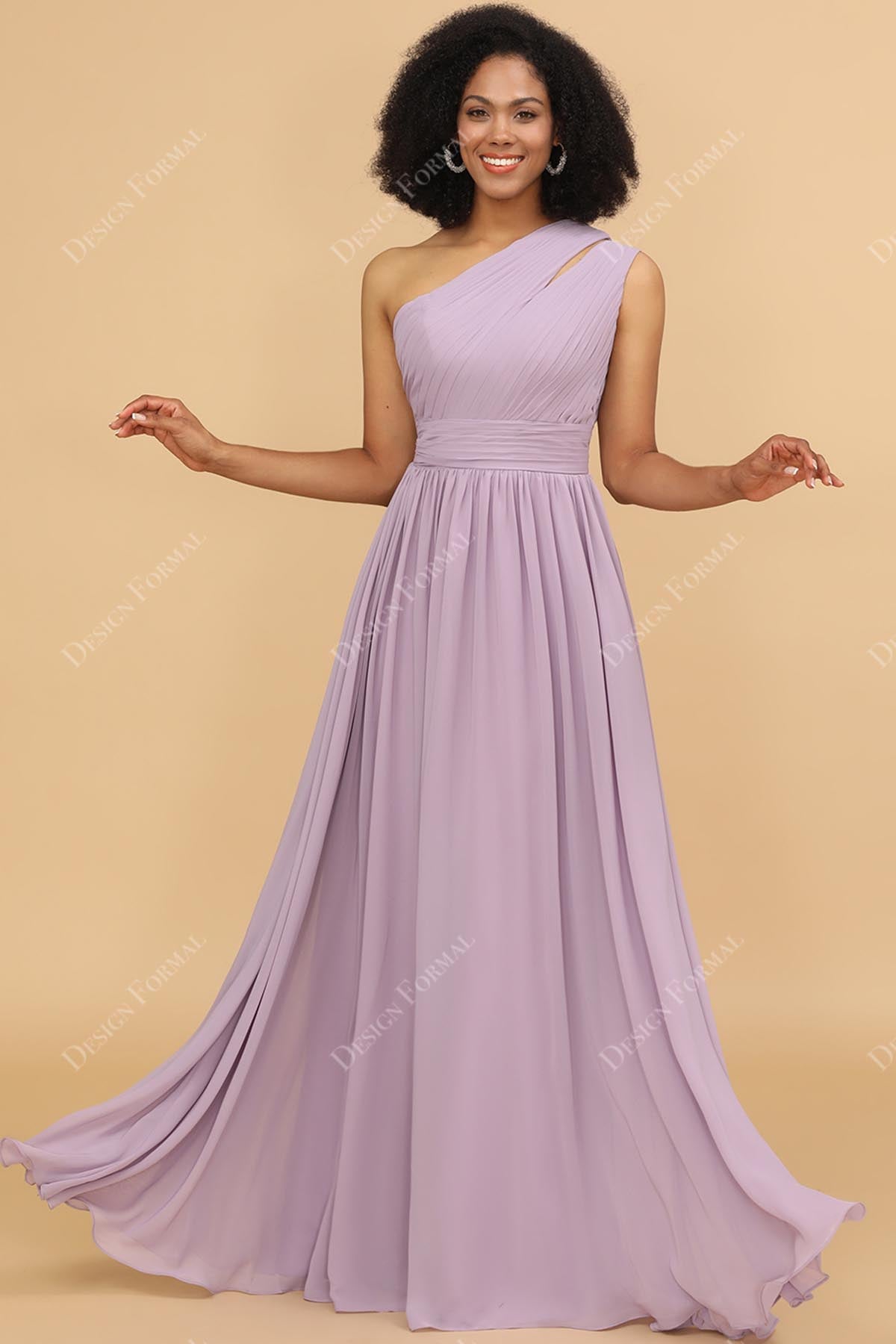 Wisteria Ruched One Shoulder Chiffon Bridesmaid Dress